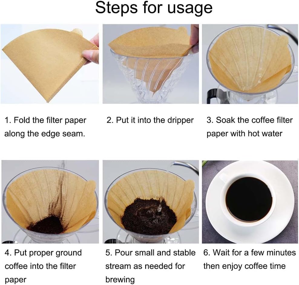 Cone Coffee Filters Size 02, 200 Count 1-4 Cups Unbleached V02 Disposable Coffee Filter Paper, Compatible with Conical Shaped Pour Over Coffee Dripper and Drip Coffee Maker - Image 4