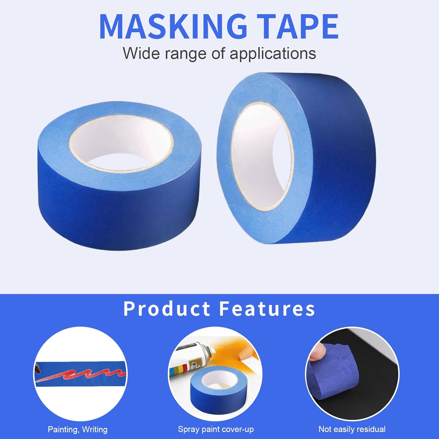 Painters Tape 2 Inch Wide, 2 Rolls Blue Masking Tape, 2 Inches x 55 Yards x 2 Rolls, 110 Yards in Total - Image 4