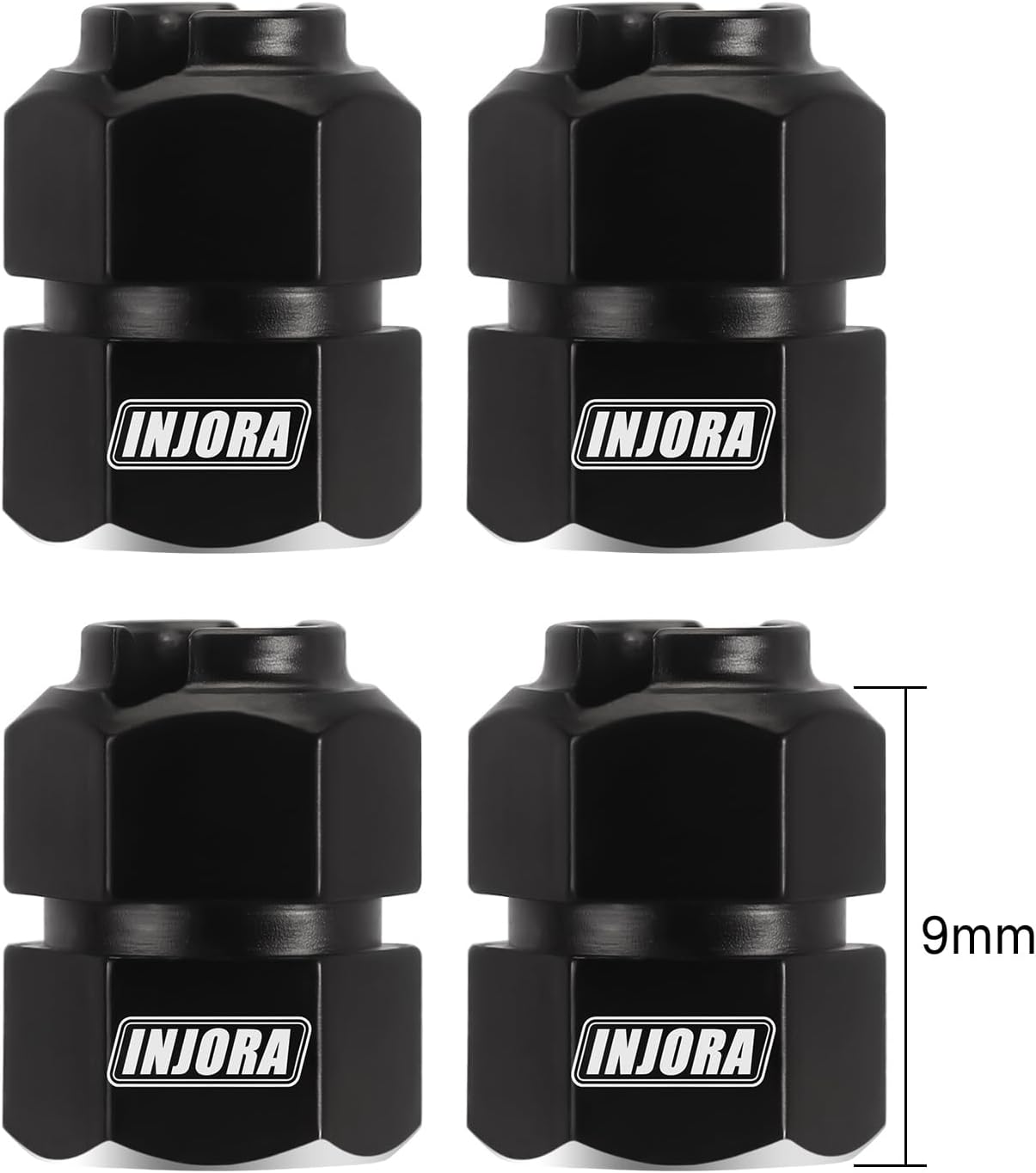 INJORA Thickness 9mm(+5mm) Black Brass Wheel Hex with Nuts for TRX4M 1/18 RC Crawler Upgrade, 11g/Total - Image 3