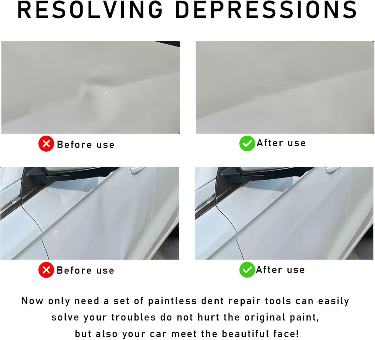 Yourkar 10 PCS Dent Repair Tool Kit, Paintless Dent Repair Tools for Auto Body DIY Dent Fix, Car Dent Repair Tool Kits Inclued Rubber Hammer and 9 PCS Heads Tap Down Tools - Image 4