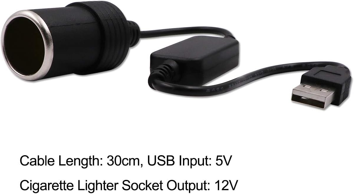 USB A Male to 12V Car Cigarette Lighter Socket Female Converter Cable 2-Pack(for Low-Power Devices only (≤2A)) - Image 2