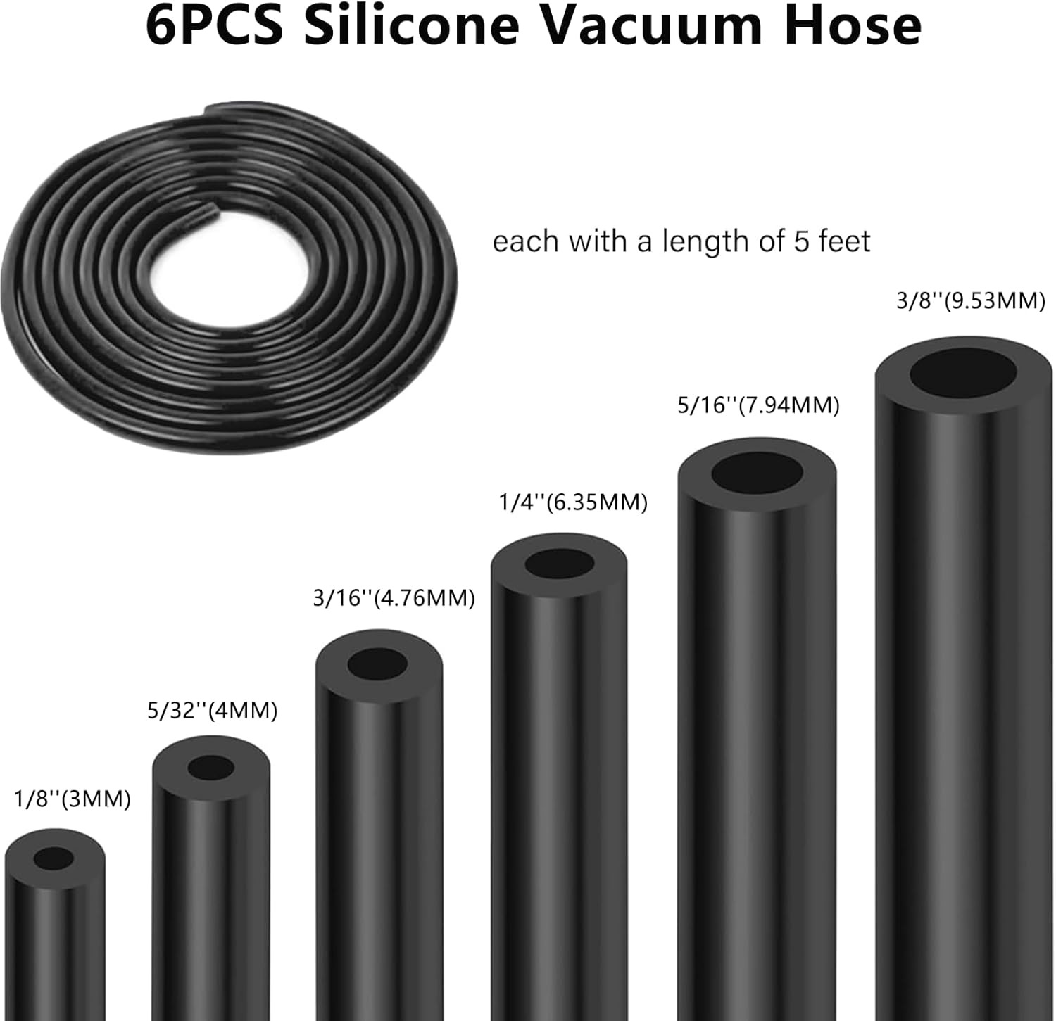 Vacuum Line Kit, 6PCS 5Ft Vacuum Hose Automotive With 64PCS Vacuum Line Connectors for Variety Car Piping System Automotive Replacement Vacuum Hoses - Image 2