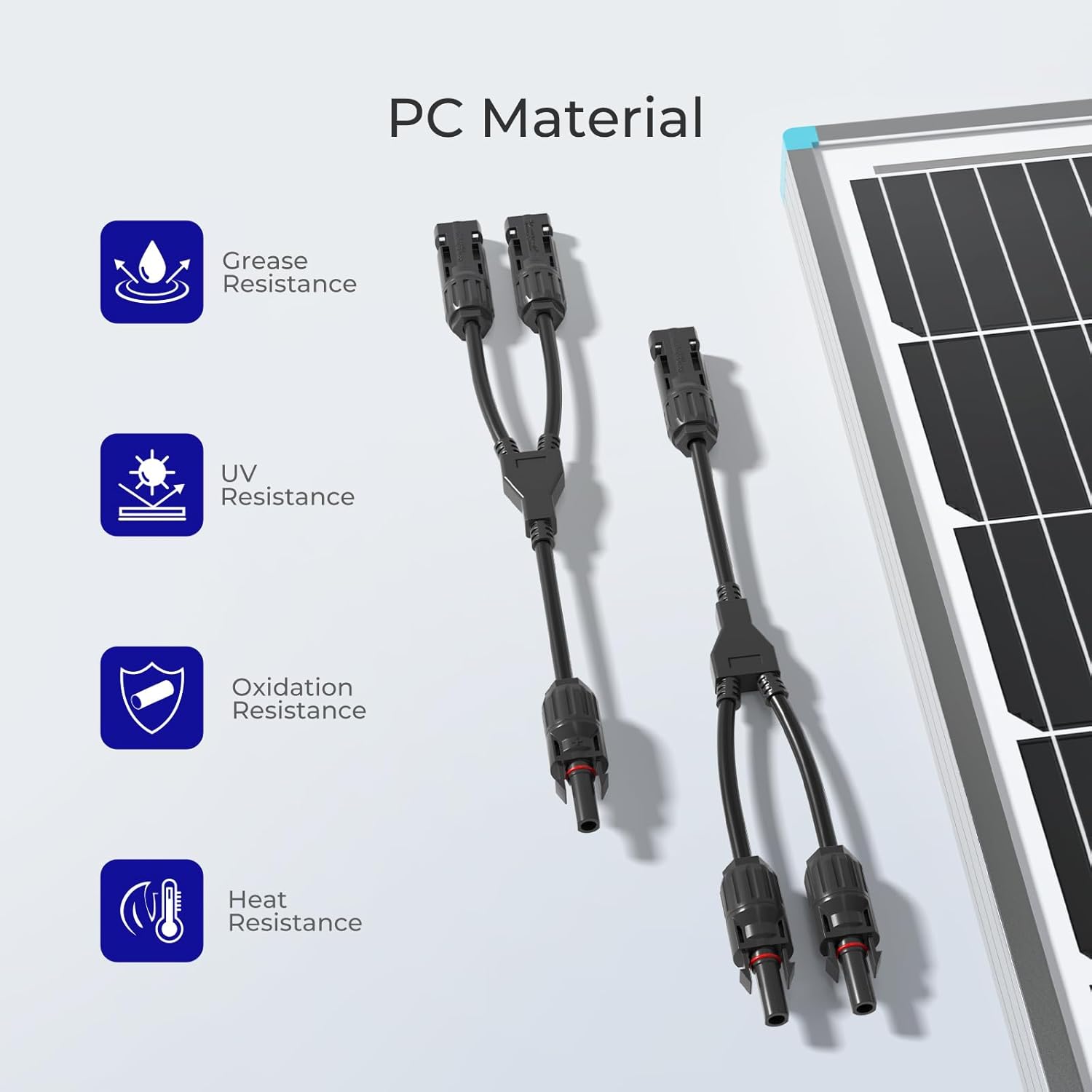 Renogy Solar Connectors Parallel Y Branch,MMF+FFM 1 Pair Solar Panel Wire for Solar Panel,Premium PC Material,Weatherproof and Durability - Image 4