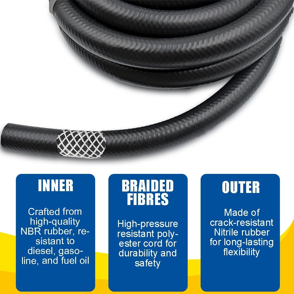 1/2 Fuel Hose Line Push Lock NBR Rubber Hose10FT 300PSI Wroking Pressure - Image 4