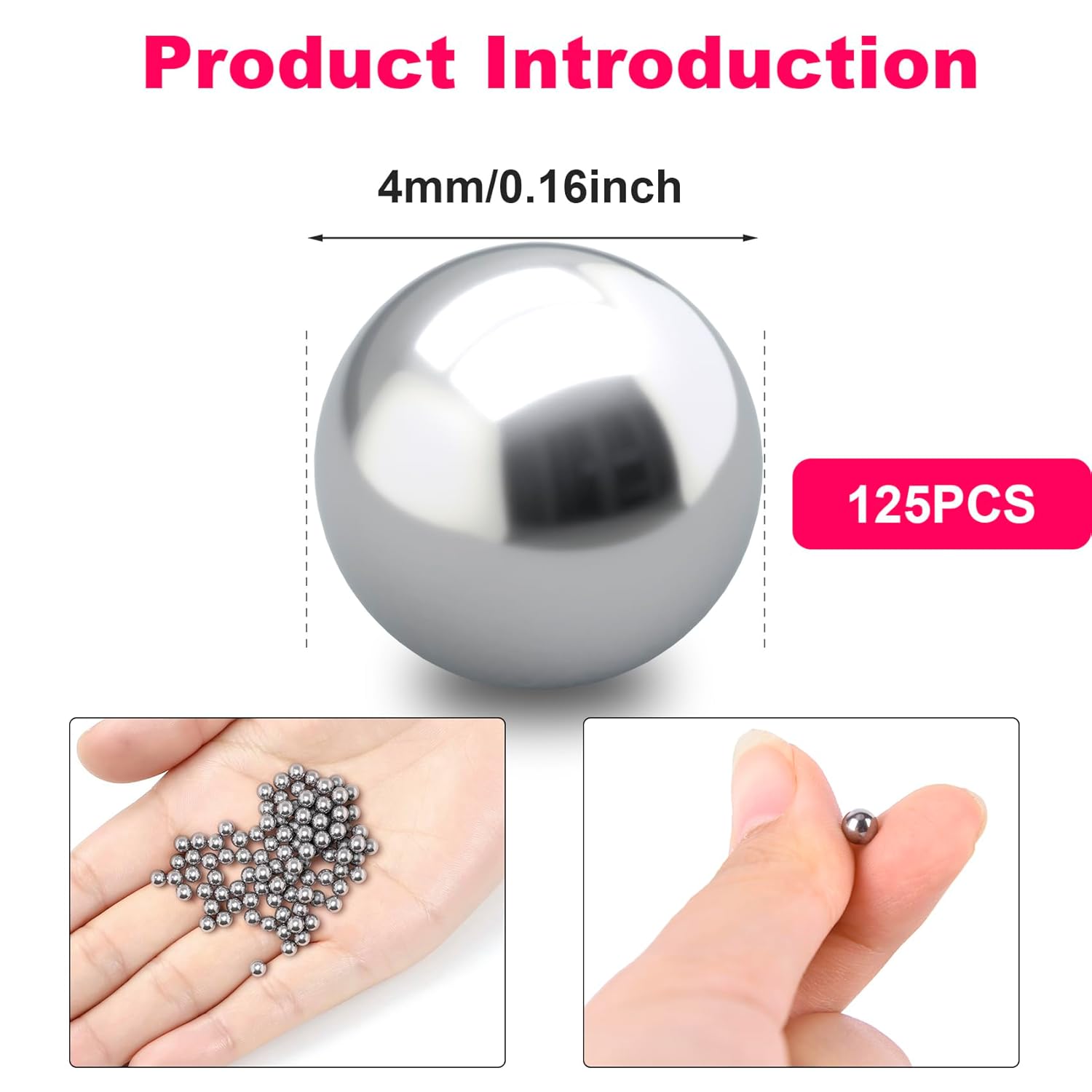 HINZIC 125pcs Paint Mixing Balls, 4mm/0.16inch Nail Polish 316 Stainless Steel Bearing Balls - Image 3