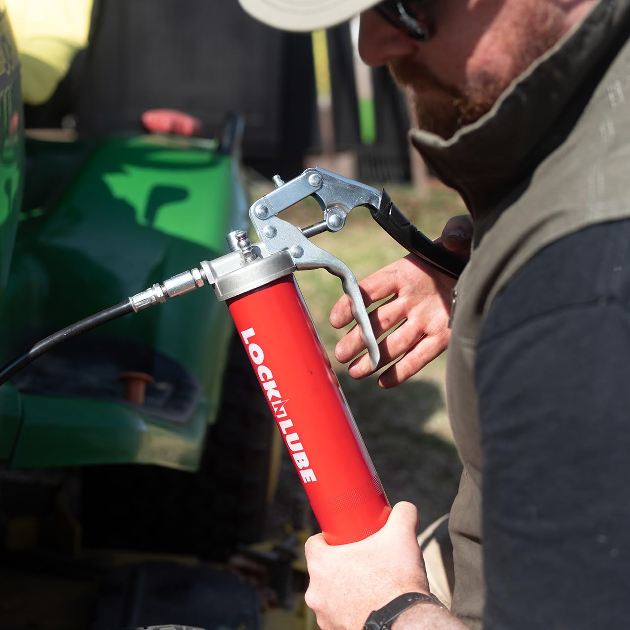 LockNLube Heavy-Duty Pistol Grip Grease Gun. Includes our patented LockNLube® Grease Coupler (Locks On, Stays On, Won't Leak!) plus a high-quality 20" hose and in-line hose swivel - Image 9