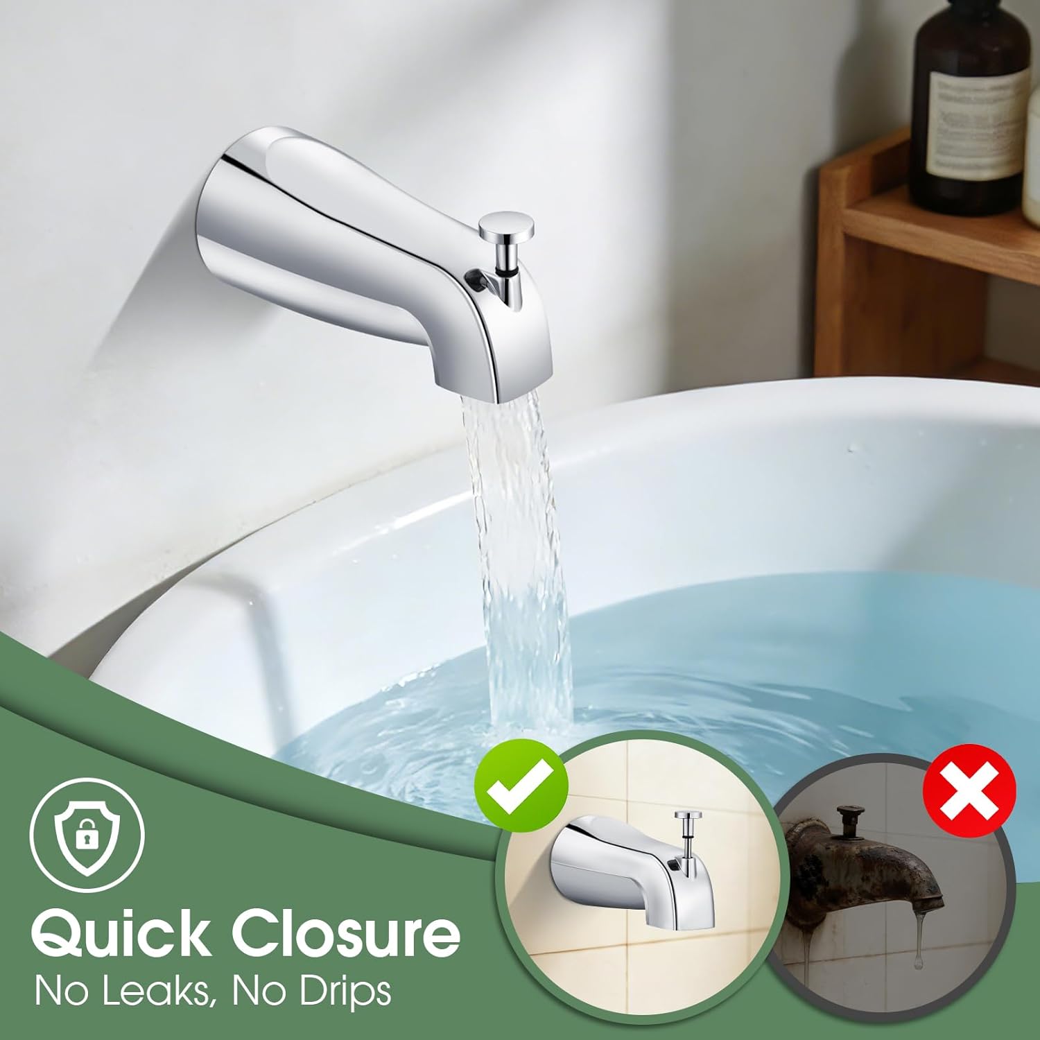 Bathtub Faucet Replacement with Diverter,Easy to Install Tub Spout for 1/2" Copper Pipe,1/2" IPS and 3/4" IPS with Install Tool - Image 7