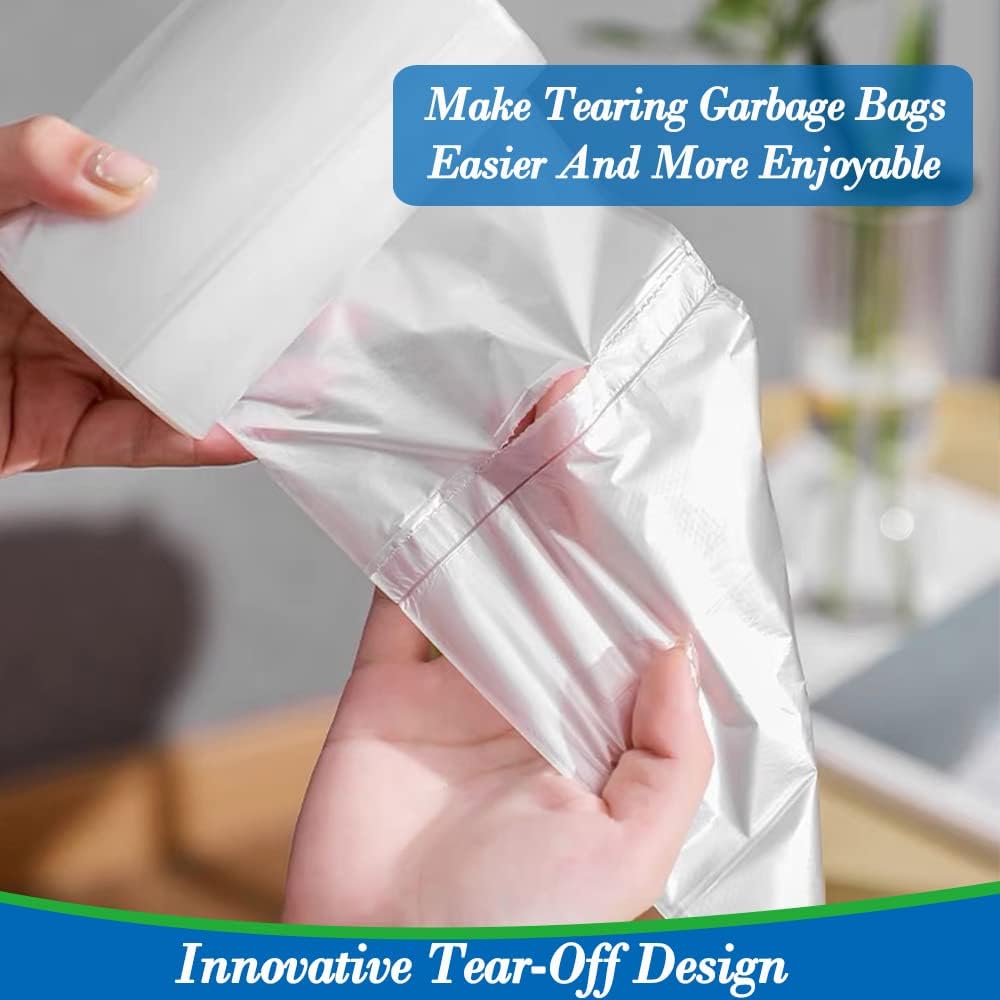 0.5 Gallon 350 pcs Mini Clear Trash Bags, Tiny Strong Garbage Bags,Small Plastic Bags for Desktop Trash Bin, Tiny Bathroom Trash Can Bin Liners,Mini Bags for Waste Basket Liner,Fit 2 Liters-Clear - Image 3