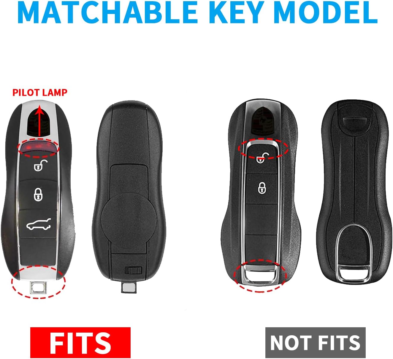 QBUC for Porsche Key Fob Cover,3-Piece Painted Key Shell Compatible with Porsche Cayenne Panamera Macan 911 Boxter Cayman (Silver Gray) - Image 2