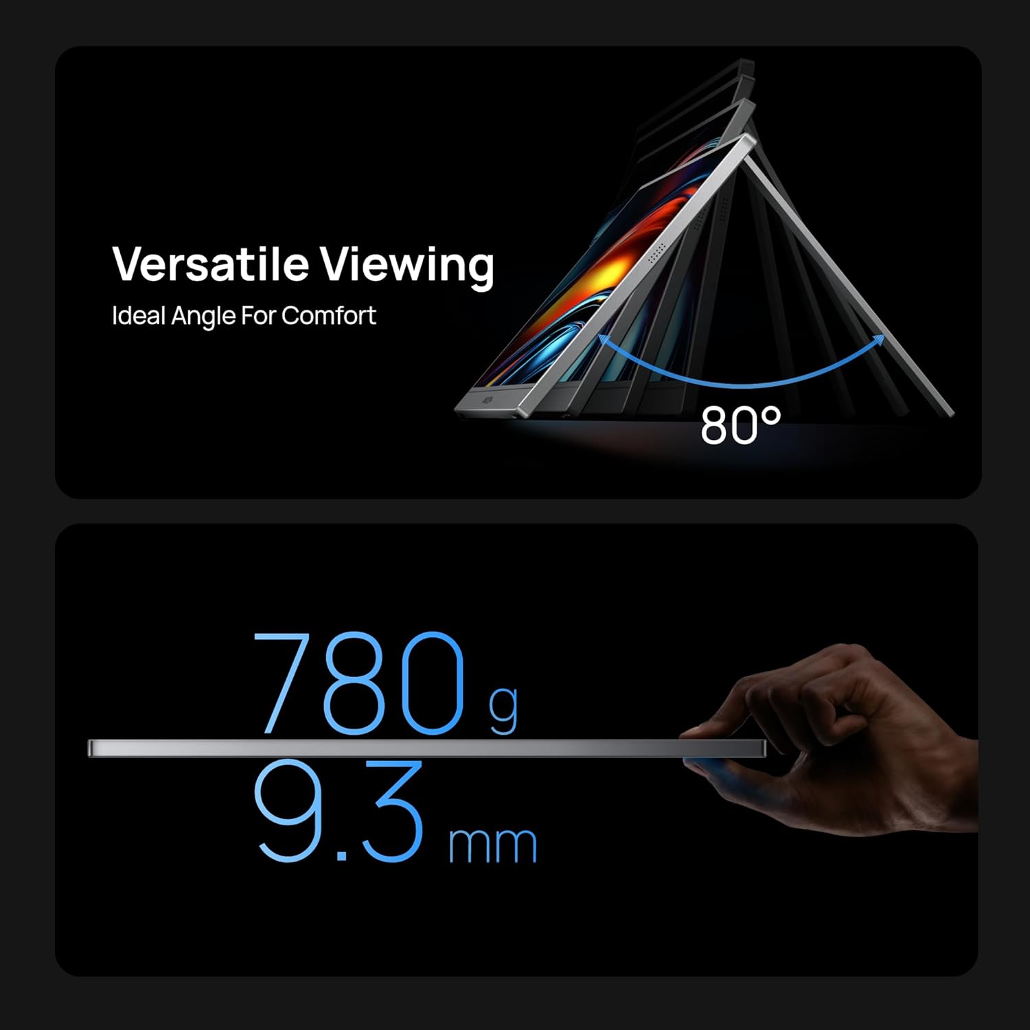 ARZOPA 16.1" Portable Monitor Gray, 100% sRGB FHD 1080P Kickstand Portable Laptop Monitor High Color Gamut Display IPS Eye Care Screen for High-end Office & Entertainment -Z1C Gray - Image 5