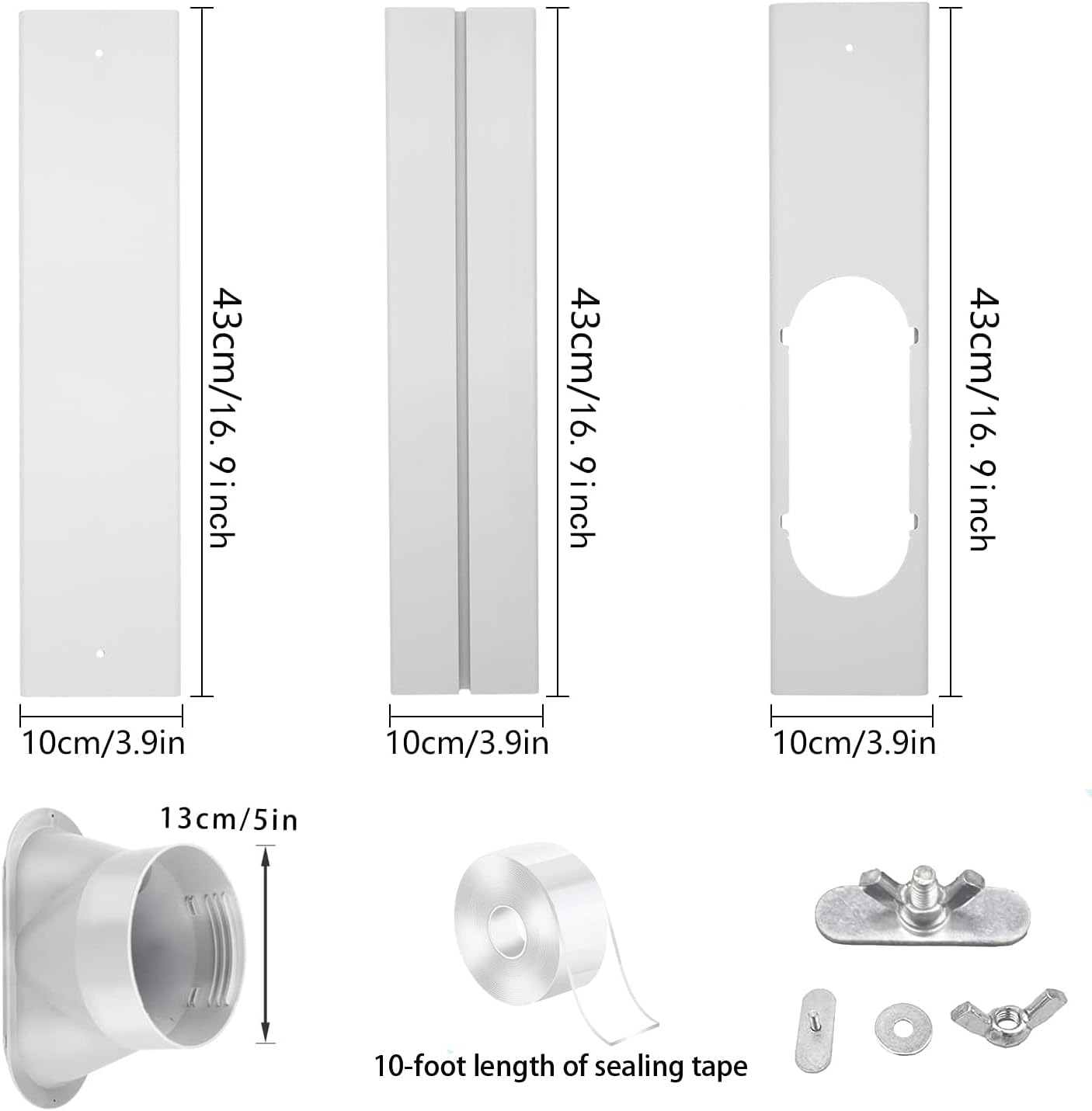 Portable AC Window Kit with 5.1” Exhaust Hose for Sliding Window, Adjustable Air Conditioner Window Vent Kit for Ducting AC Seal Panel for Horizontal&Vertical Window. - Image 2