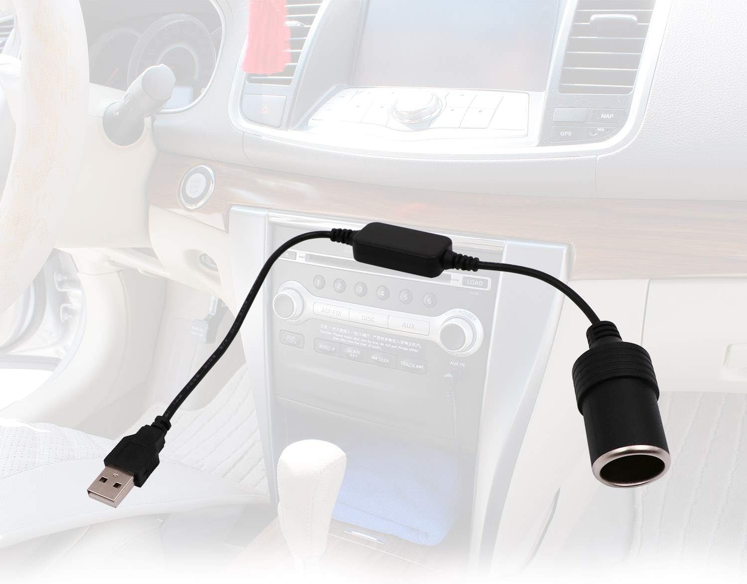 USB A Male to 12V Car Cigarette Lighter Socket Female Converter Cable 2-Pack(for Low-Power Devices only (≤2A)) - Image 7