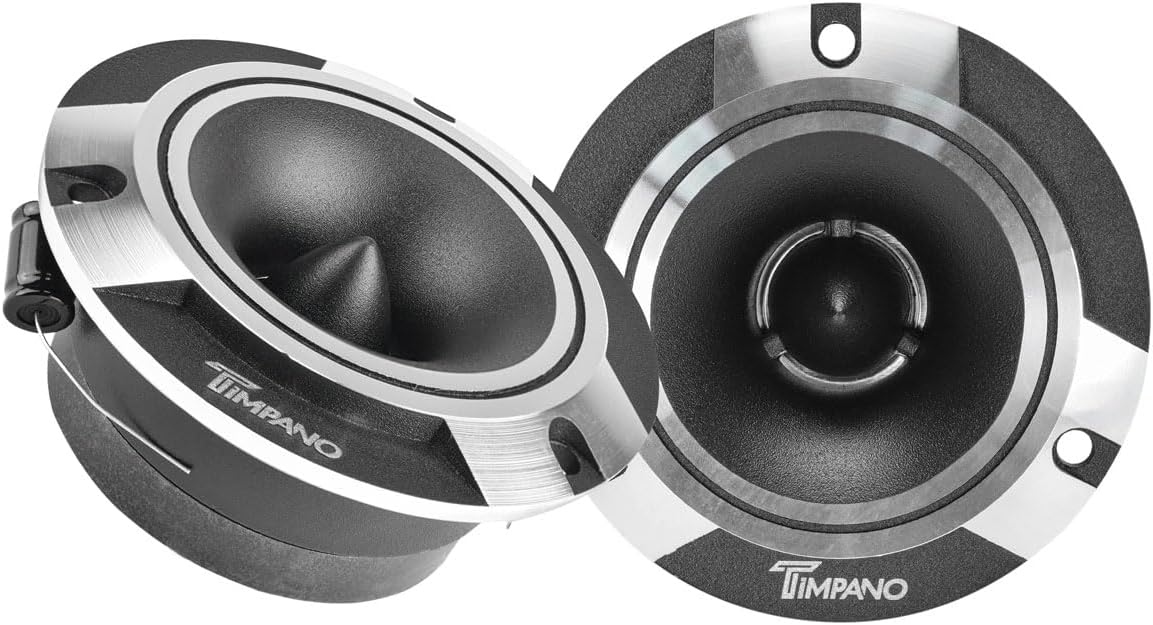 Timpano TPT-ST2 Chrome Slim Super Tweeter, 600 Watts 4 Ohm, 105 dB, 1 in Voice Coil, 3.85 inch Pro Car Sound System Bullet Tweeters (Pair)