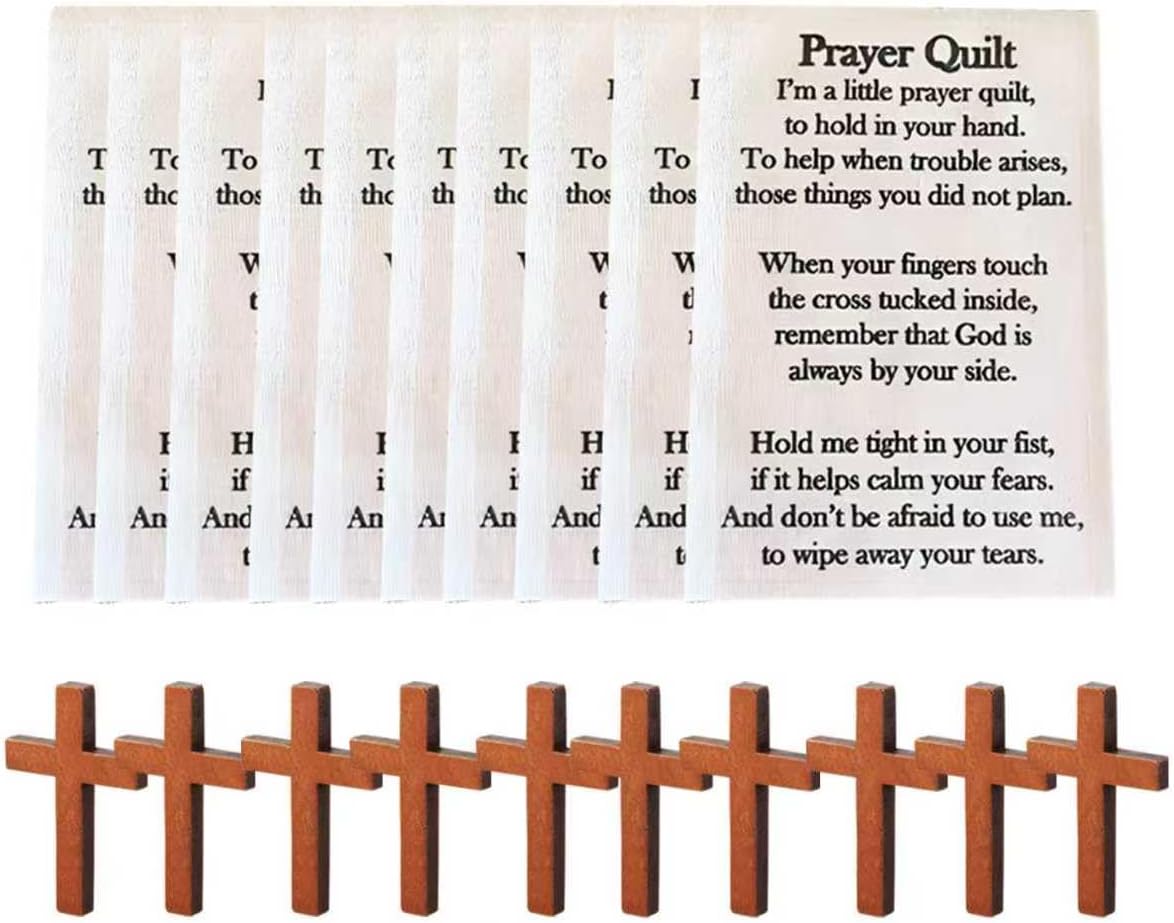 Prayer Quilt with Cross Inside - Pre-Cut Fabric Panel for Pocket Prayer Quilts, Inspirational Christian Sewing Panel for Crafts, Religious Gifts for Friends & Family(10PCS)