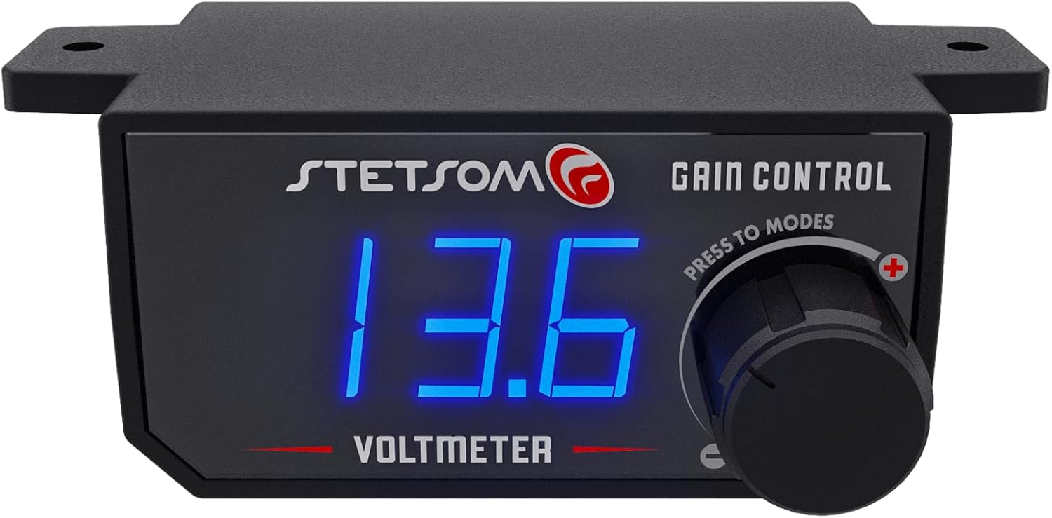 Stetsom 4in1 - Universal Bass Knob with Voltmeter, Gain Control + On/Off Switch + High to RCA Input Converter, Blue LED Display, One Touch On/Off Display, Continuous Touch On/Off Amplifier - Image 5