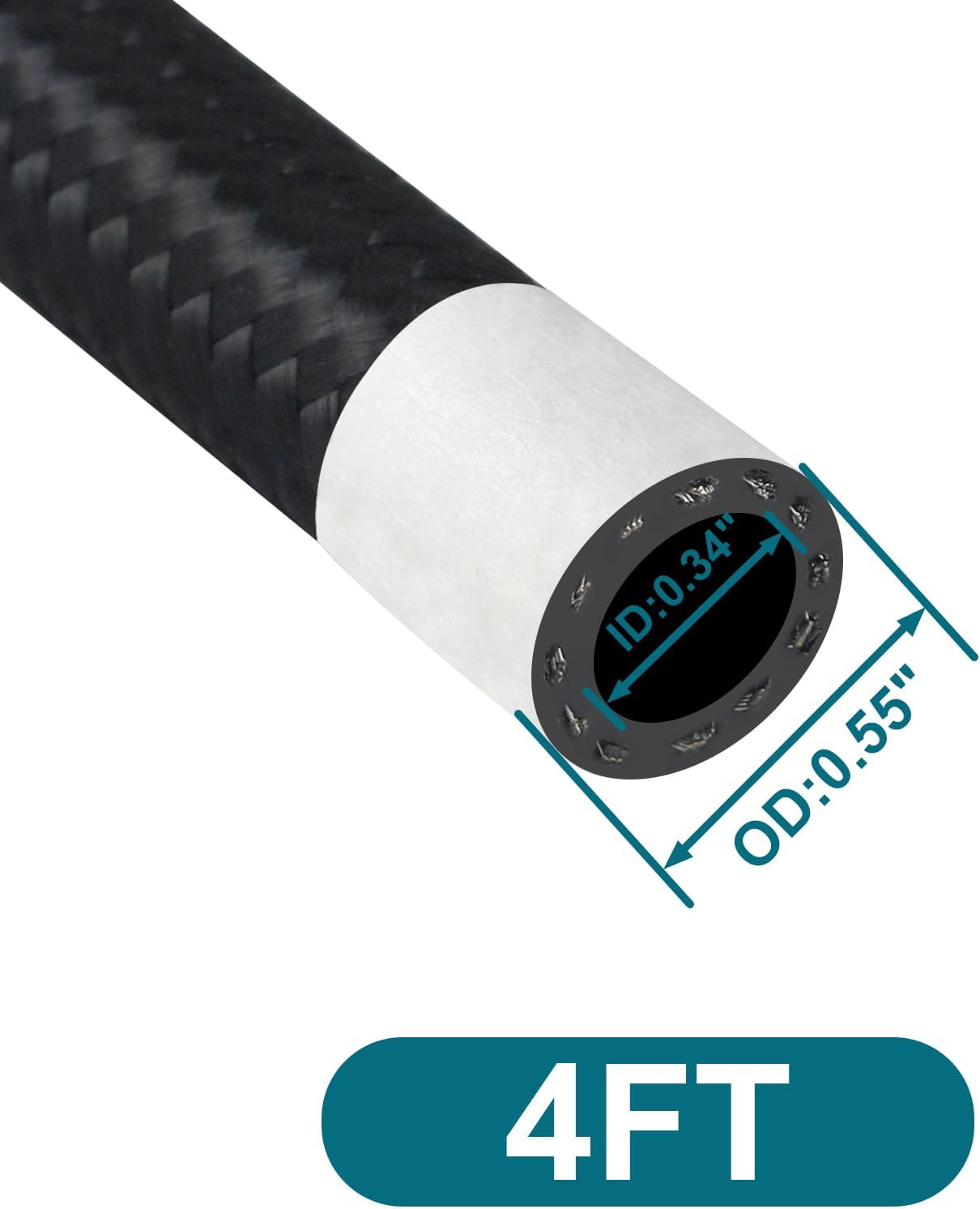 6AN Fuel Line Kit CPE, 4FT Assembled AN6 Braided Fuel Line with Hose End Fitting(0°+90°) - Image 2