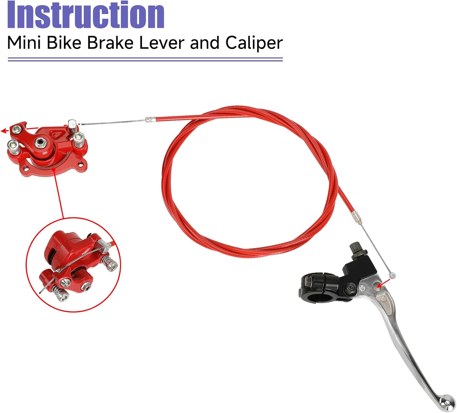 Mini Bike Brake Lever Kit + Mini Bike Brake Caliper Replacement for Coleman CT100U CC100X Baja DB30 Motovox MBX10 MBX11 MMB80 MMB105 79cc 97cc 100cc Powersports Parts 61" Brake Cable - Image 5