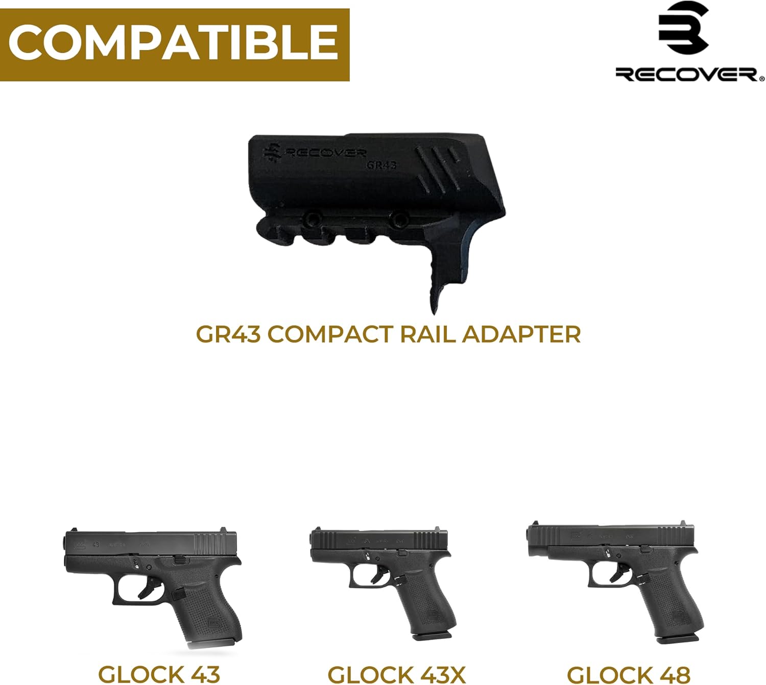 Recover Tactical Picatinny Rail for Glock, Glock MOS, S&W Shield 9mm, SW40, Sig P365 (Must Select Your Model Below), Easy Install, No Mods Required - Image 6