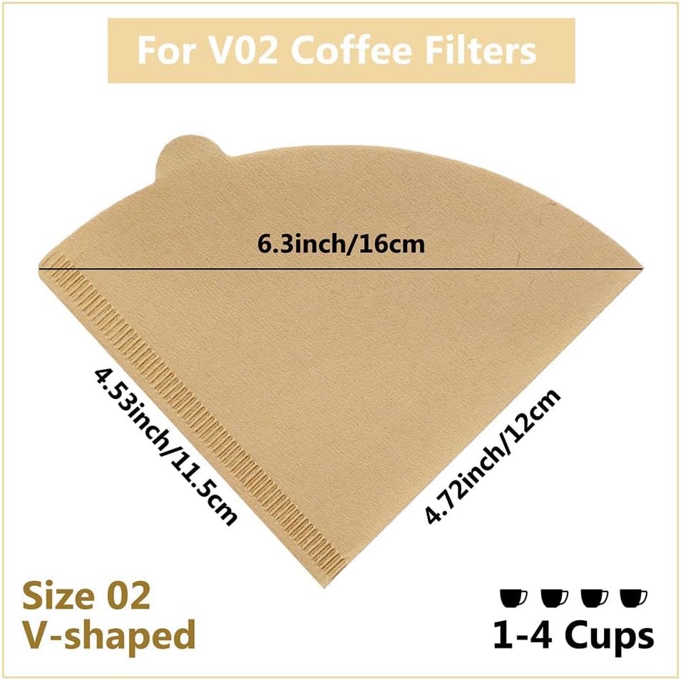 Cone Coffee Filters Size 02, 200 Count 1-4 Cups Unbleached V02 Disposable Coffee Filter Paper, Compatible with Conical Shaped Pour Over Coffee Dripper and Drip Coffee Maker - Image 2