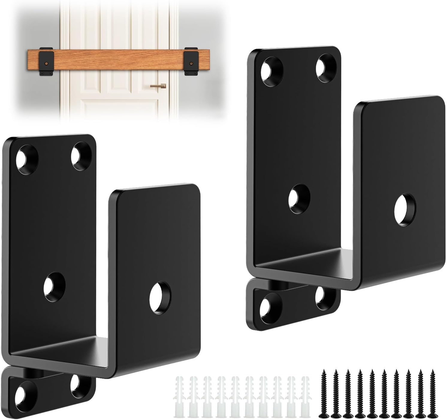 2Pcs 2x4 Door Barricade Brackets ,Heavy Duty Door Security Bar ,Drop Open Bar Holder Steel U Bracket, Bracket for Home Security,Door Brace, Home, Garage, Barn, Shed