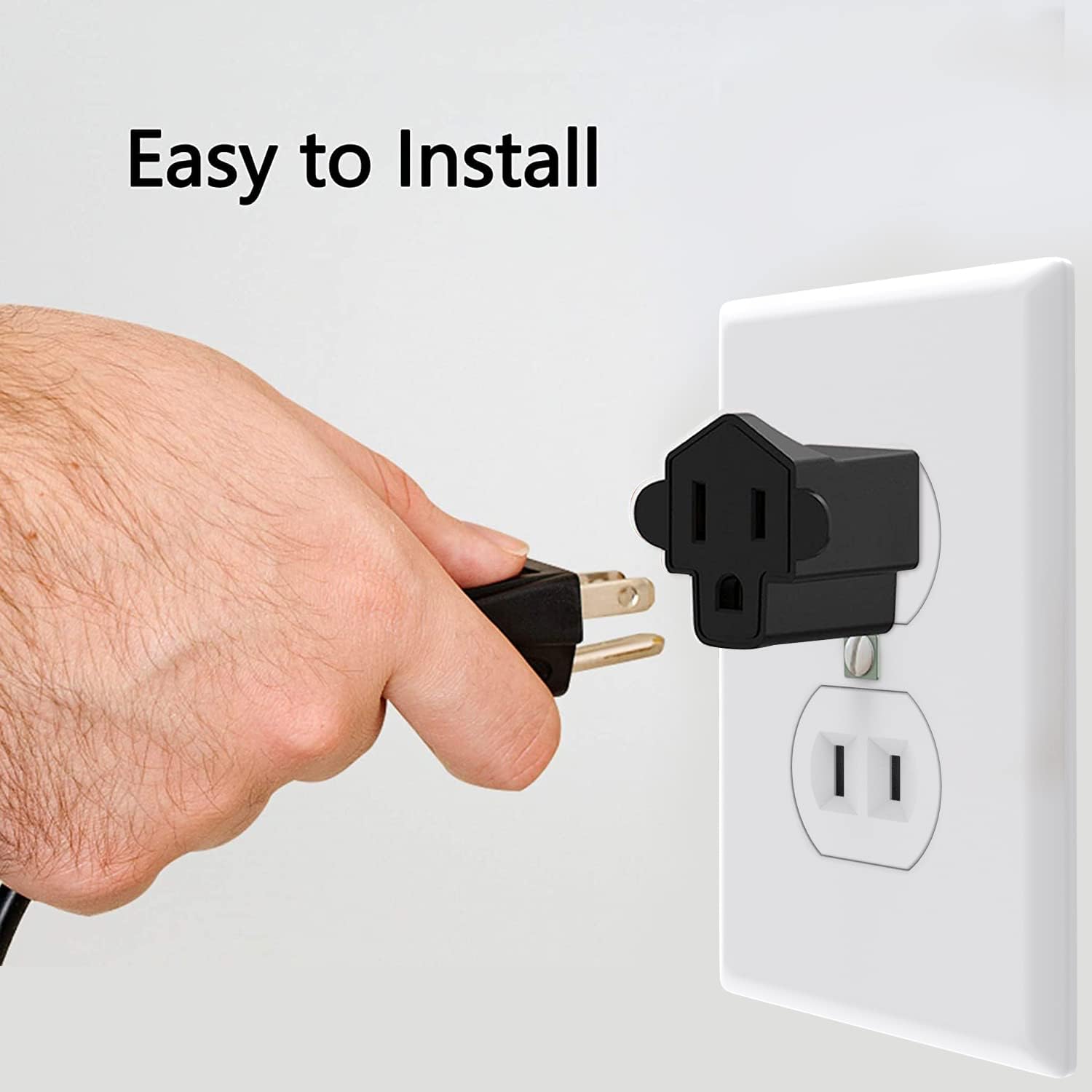 JACKYLED ETL Listed 3-2 Prong Converter Polarized Grounding Adapter 3-Prong to 2-Prong Adapter Fireproof Material 392℉ Resistant Wall Outlets for Household Appliances Industrial, Black, 8 Pack - Image 6