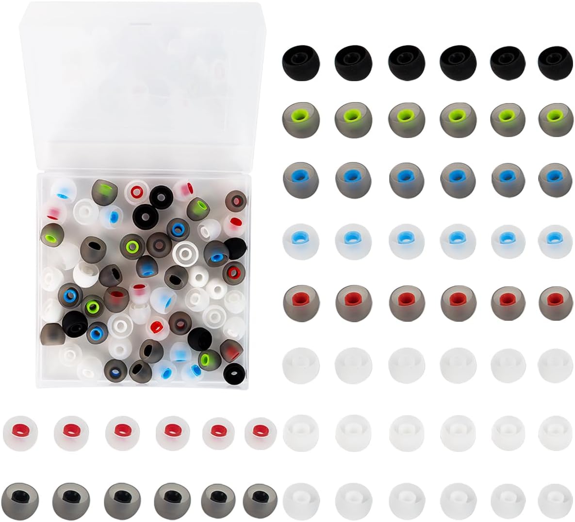 60PCS Earbuds Replacement Tips Silicone, Ear Bud Replacement Pieces Silicone, Soft Silicone Replacement Earbuds Fit Most in-Ear Earbuds 3 Sizes S/M/L, Black