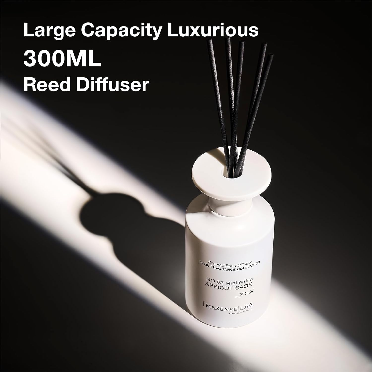 M&SENSE Minimalist Large Reed Diffuser 300ml, Apricot Sage Scented with Natural Essential Oils, Long Lasting with 7 Sticks, Non-Toxic Home Fragrance for Bedroom, Bathroom Decor - Image 5