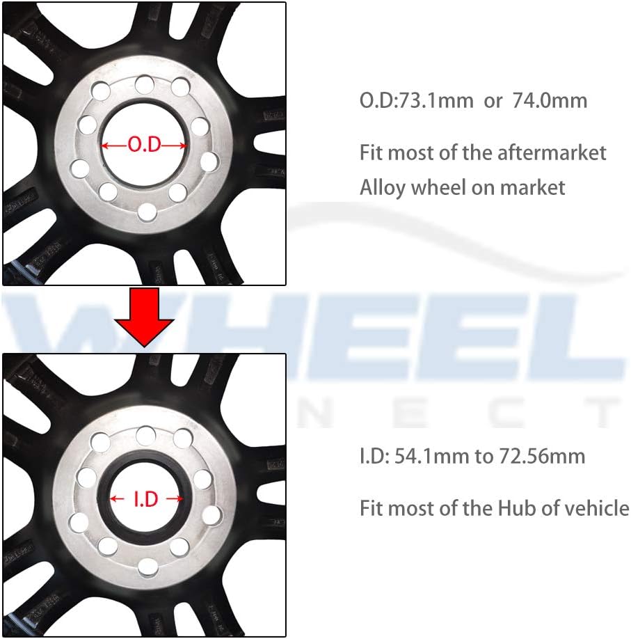 WHEEL CONNECT Hub Centric Rings,73.1 to 56.1, Aluminium Alloy Hubrings 56.1 to 73.1 Set of 4, O.D:73.1-I.D:56.15 (56.1) mm. A - Image 2