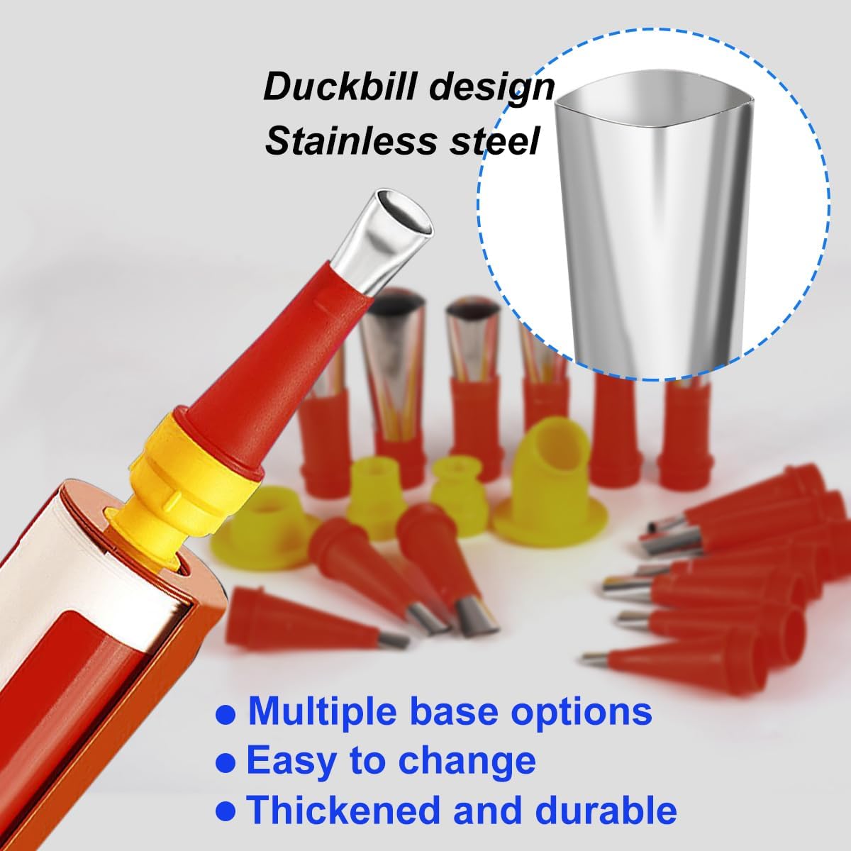 30Pcs Caulking Finisher Kit, Caulking Nozzle Tips Stainless Steel 18 Caulking Nozzle Applicators with 8 Connector Caulking Guns and 4 Grout Scraper for Bathroom Kitchen Doors Windows - Image 5