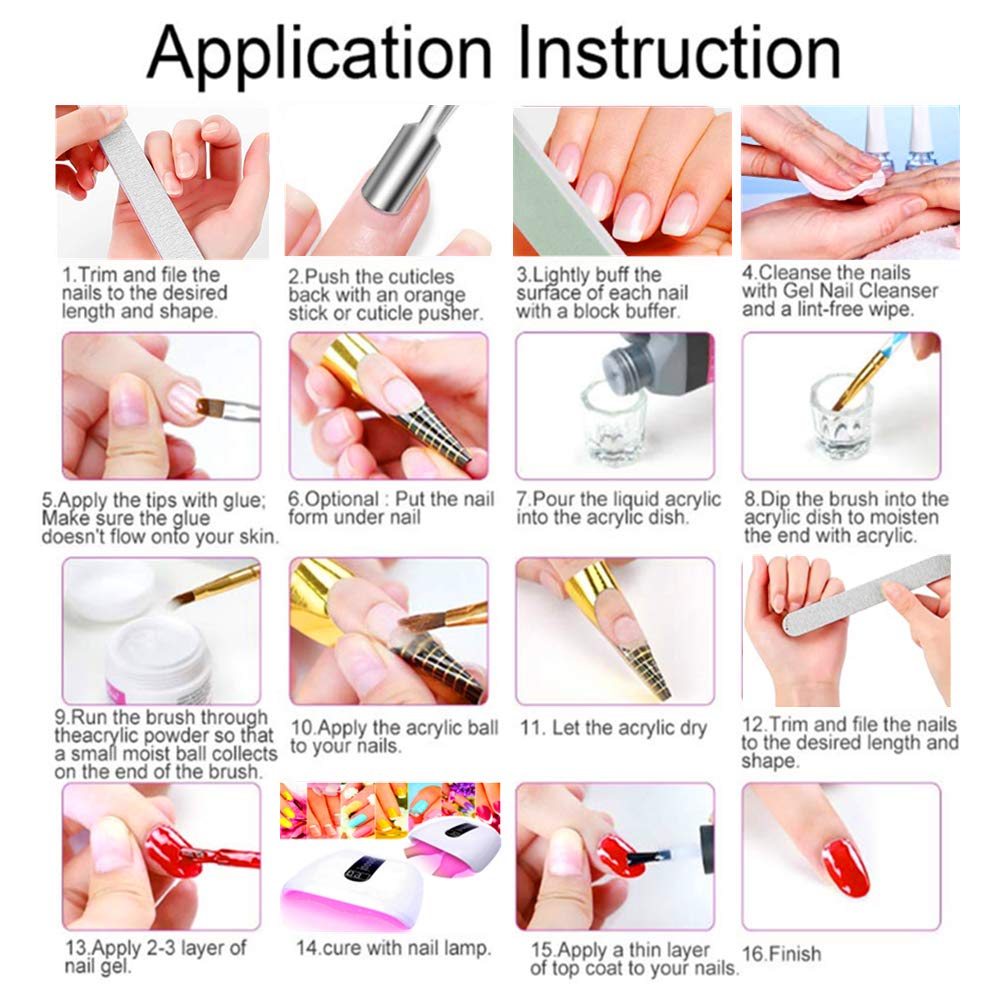 Nail Kit Set Professional Acrylic with Everything, 12 Glitter Acrylic Powder Kit Nails Art Tips Decoration, DIY Gifts for Women Nail Art Tool and Supplies for Beginners - Image 9