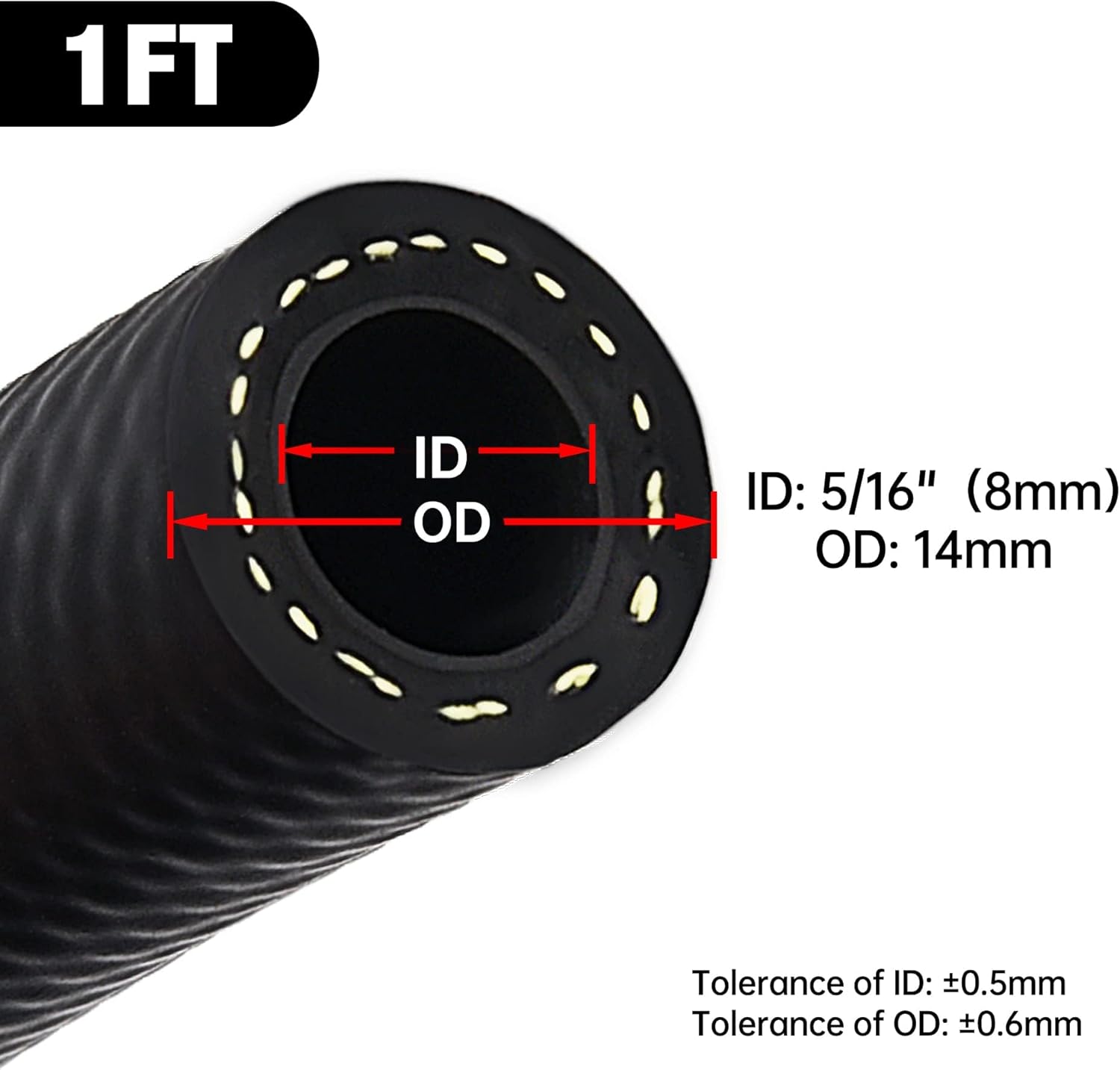 EVIL ENERGY 5/16" Submersible Fuel Hose E85 In Tank Line SAE 30R10 For Automotive Fuel Systems 1FT 300PSI - Image 2