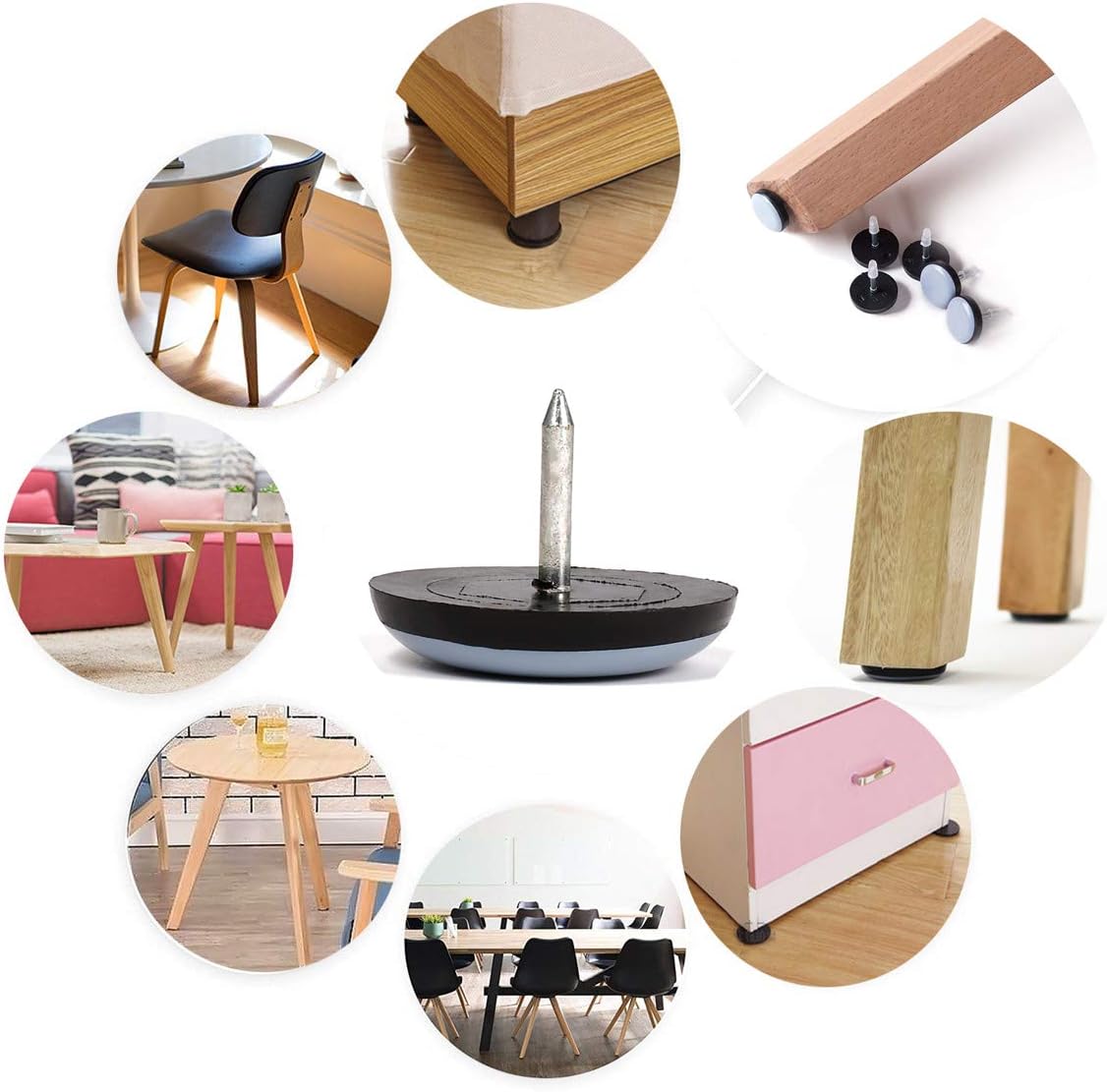 1" Nail on Furniture Sliders (24 Pack) - Furnigear Heavy Duty PTFE (Teflon) Chair Sliders Glides Wooden Furniture Movers Move Your Furniture Easily & Safety - Best Chair Leg Floor Protectors - Image 2