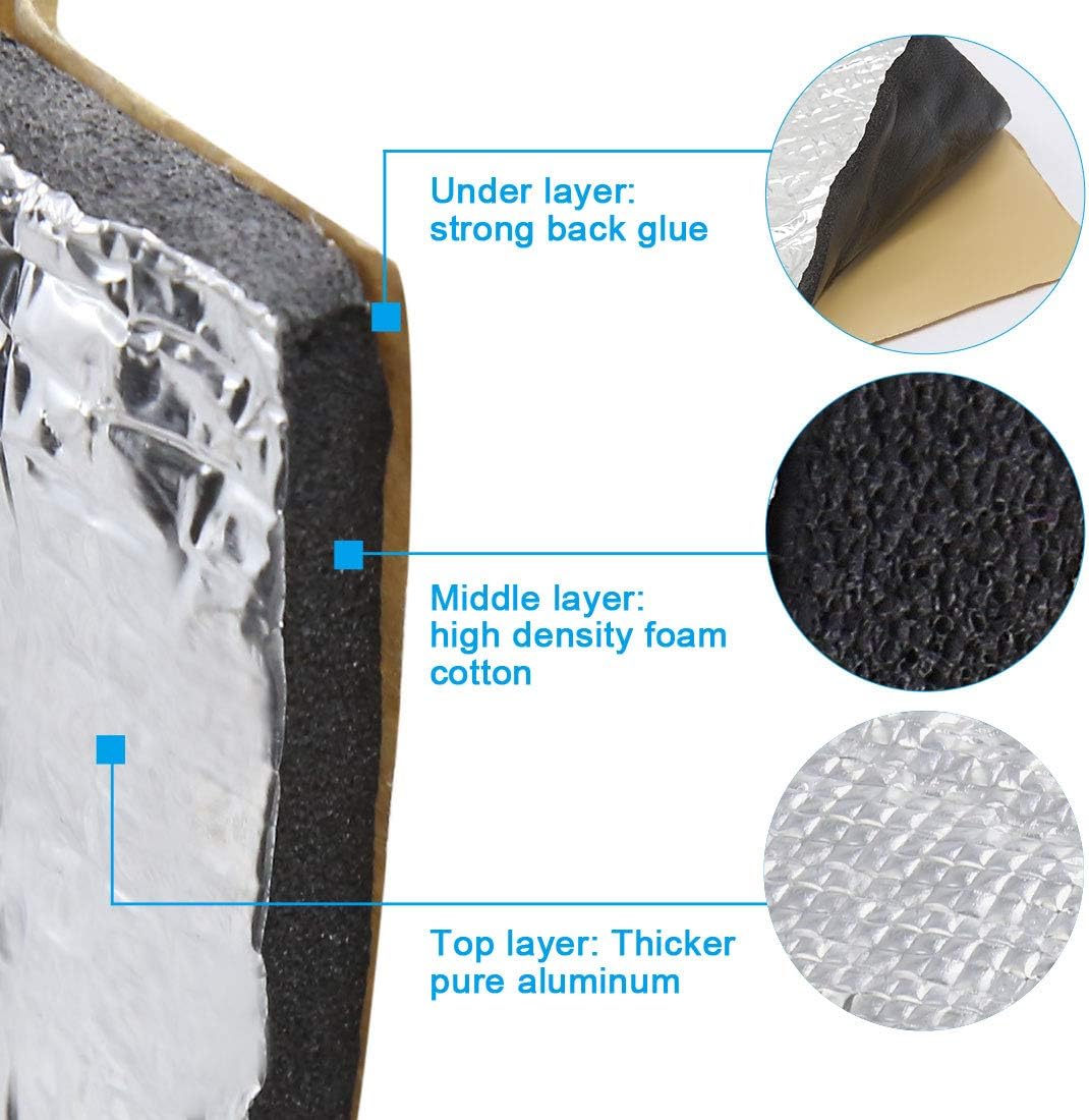 uxcell 236mil 16.36sqft Car Truck Sound Deadener Heat Insulation Underlay Shield Mat Aluminum Foil Foam 60"x40" - Image 3