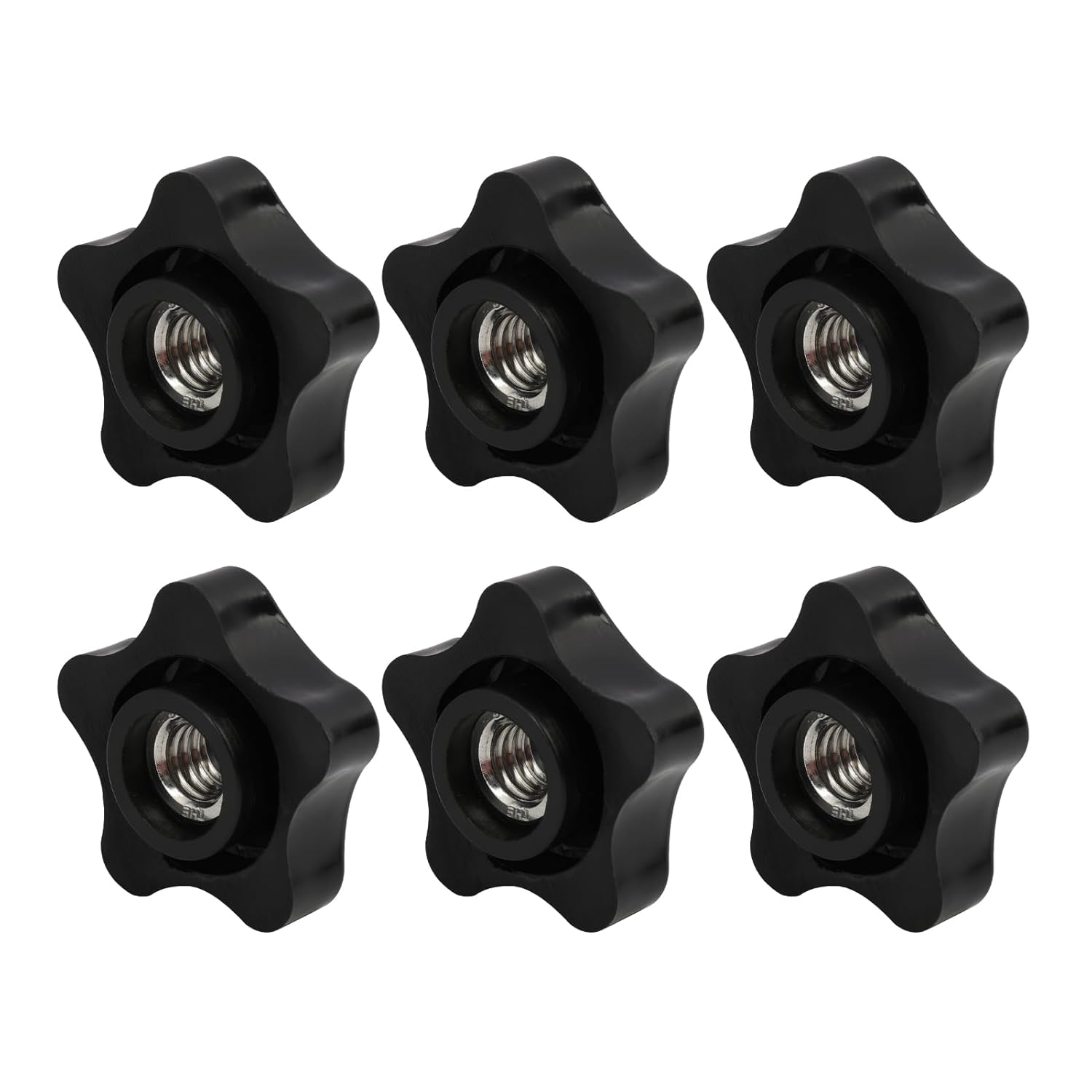 6 Pcs 3/8-16 Threaded Knob Nut, 5 Star Shaped Female Thread Knob with Sturdy PP and Stainless Steel Thread, Black Plastic Star Knobs Screw-On Clamping Knobs for Tool, Machinery & Equipment (3/8"-16) - Image 7