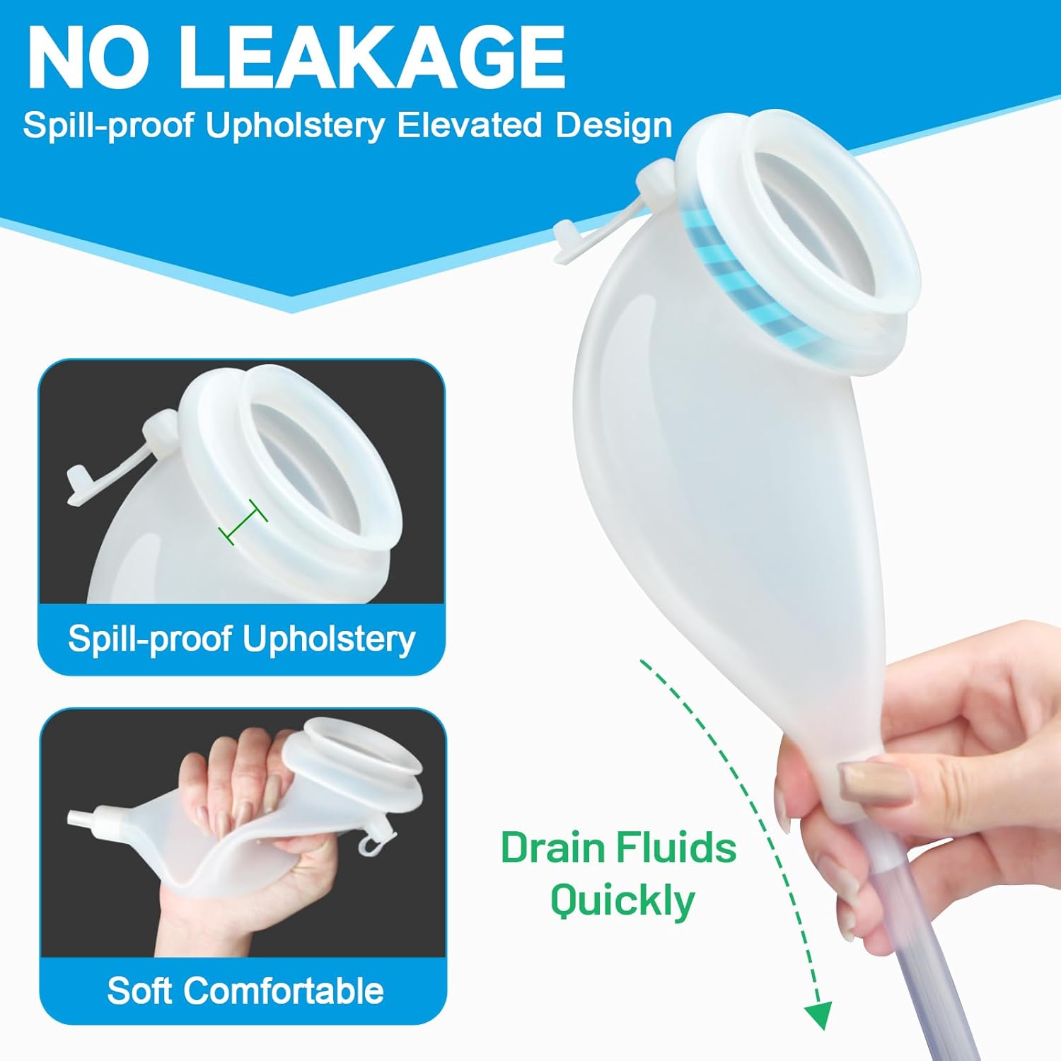 Catheter for Men, Urine Collection Bag for Elderly Men Male Age 80, Reusable Portable Silicone Urinal with 2 Bags (White-Men) - Image 6