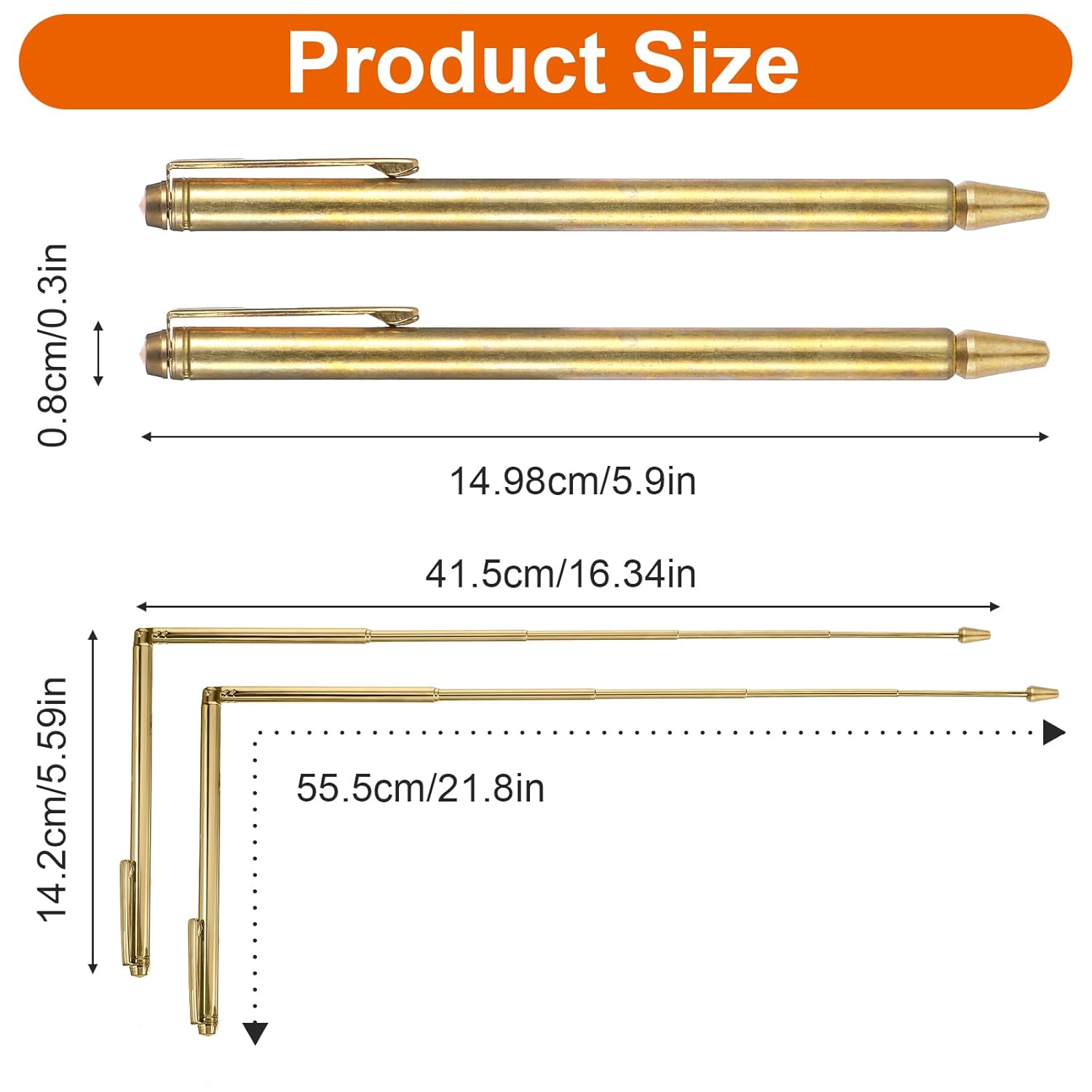 Molain 2Pcs Dowsing Rods, Retractable Divining Rods Portable Pen Stainless Steel Shape L Rod for Ghost Gold Hunting Water Energy Detection Paranormal Investigation - Image 2