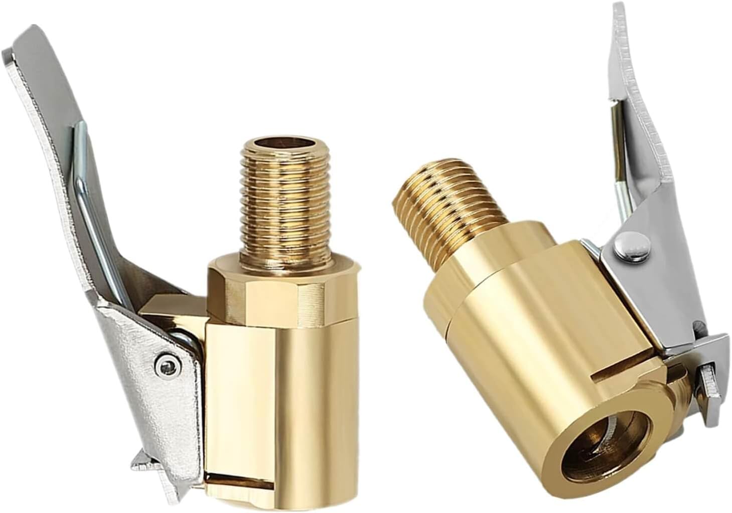 2Pack 8mm Tire Air Chuck with Clip Adapter, No Leakage Tire Chucks for Vehicle Inflator Compressor Pump Connect Accessories Tool, Brass Locking Tire Inflator Nozzle Adapter Connect 8mm
