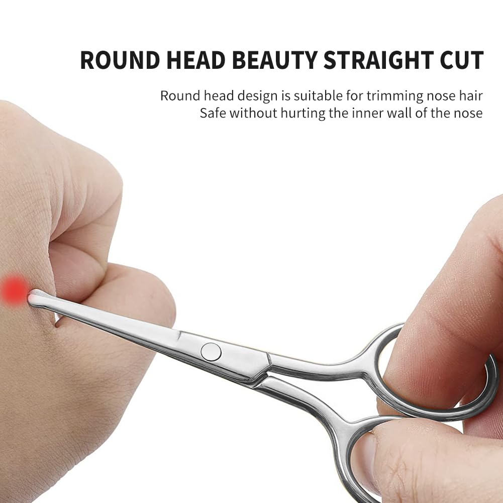 AsonTao Small Scissors With Round Tip Design - Professional Grooming for Hair, Eyelashes, Nose, Eyebrow Trimming, Mustache - Will Not Hurt the Nasal Cavity - Image 4
