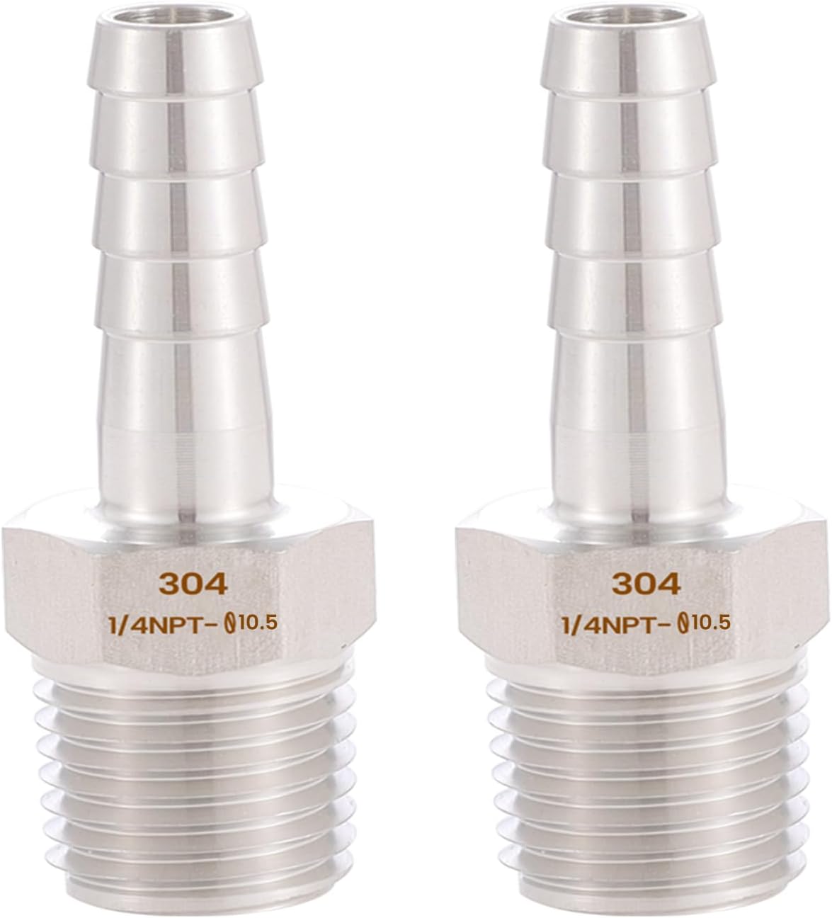 Ceaeso 304 Stainless Steel 3/8" Hose Barb to 1/4" Male NPT ,For connecting 3/8-inch bore air/water/oil hoses, lead-free (Pack of 2)