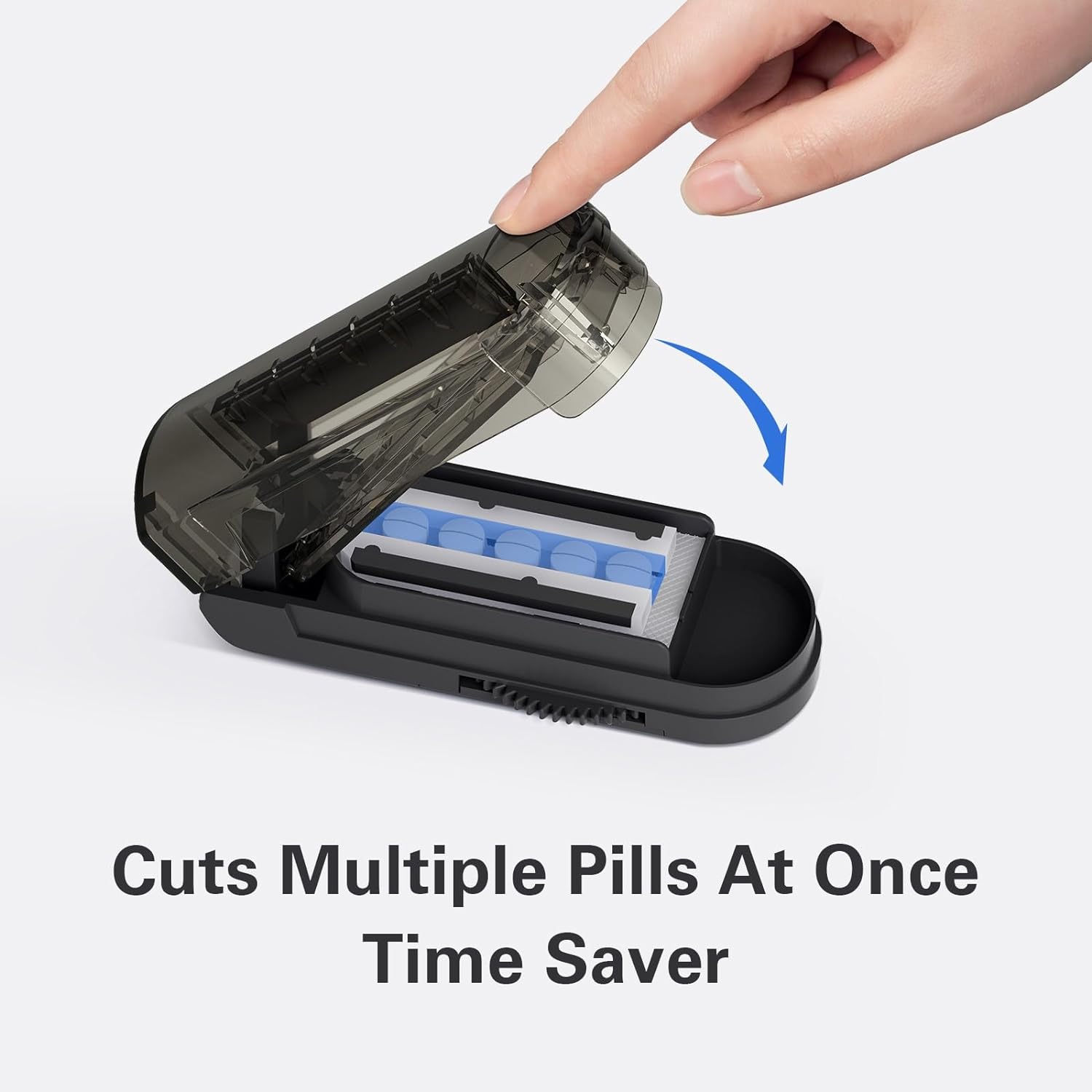 ONE PIX Multiple Pill Cutter Splitter for Small and Tiny Pills, Accurate 1/2 Tablet Splitter with Adjustable Bars & Hidden Blade, Safely Cuts Large Medication for Seniors & Pets, Grey - Image 2