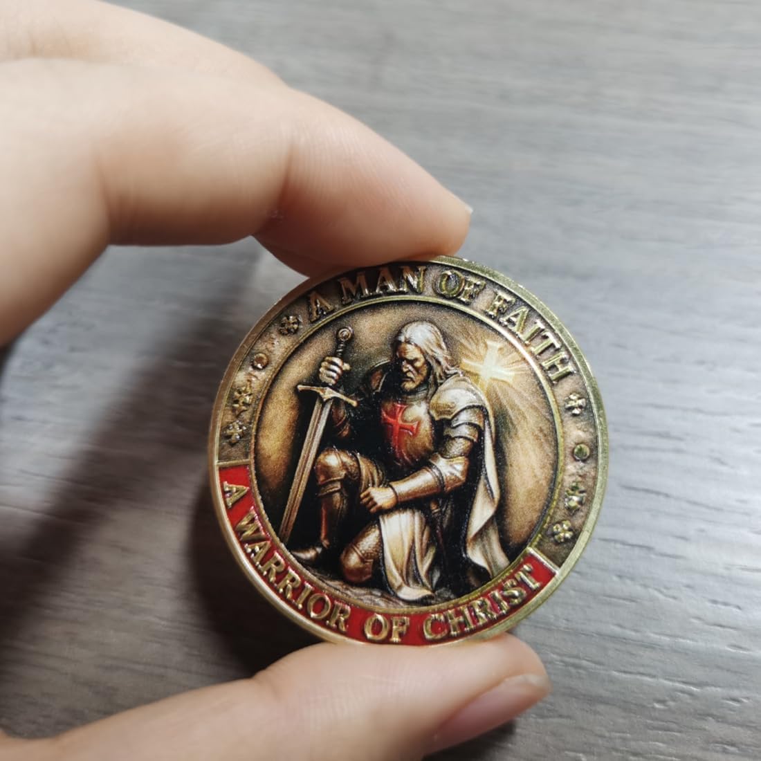 A Man of Faith-A Warrior of Christ Commemorative Coin,Christian Jesus Challenge Coins, Dual-Sided Knights Prayer Token Gifts for Men,Collectors, Historians, and Enthusiasts (5pcs) - Image 5