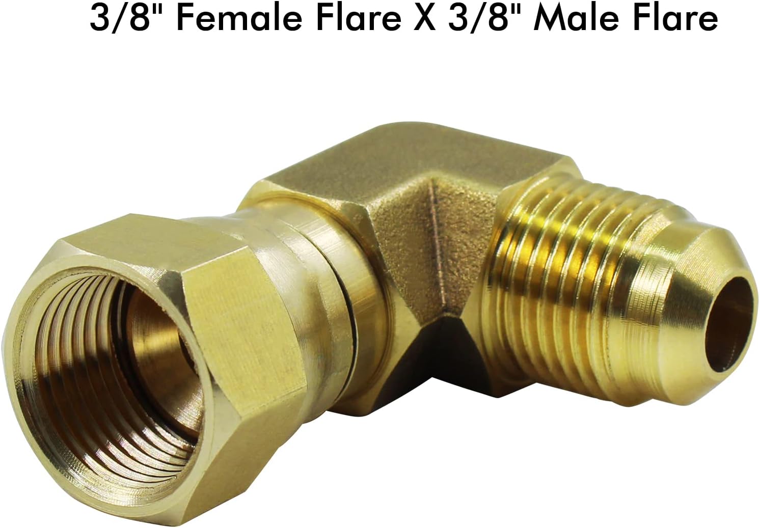 MENSI Propane Gas Water Oil 90 Degree Elbow Connector Coupling Fittings For BBQ Grills, Olympian Wave Heater Replacement For Camco 57633 (3/8" female swivel flare x 3/8" male flare) - Image 2