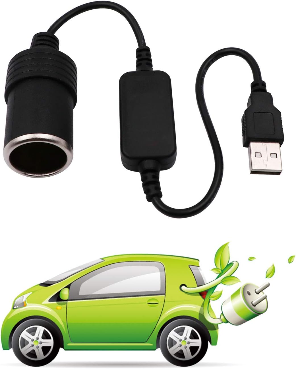 USB A Male to 12V Car Cigarette Lighter Socket Female Converter Cable 2-Pack(for Low-Power Devices only (≤2A)) - Image 4