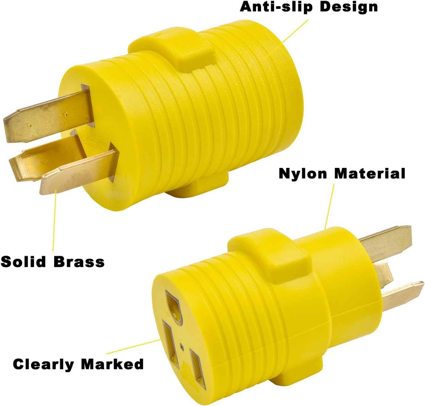 50A 240V Adapter NEMA 10-50P to 6-50R – Heavy Duty Power Cord for Welder Plasma Cutter Dryer EV Charger, 50 Amp 12500W, Yellow Safety Design (Not for RV) - Image 4