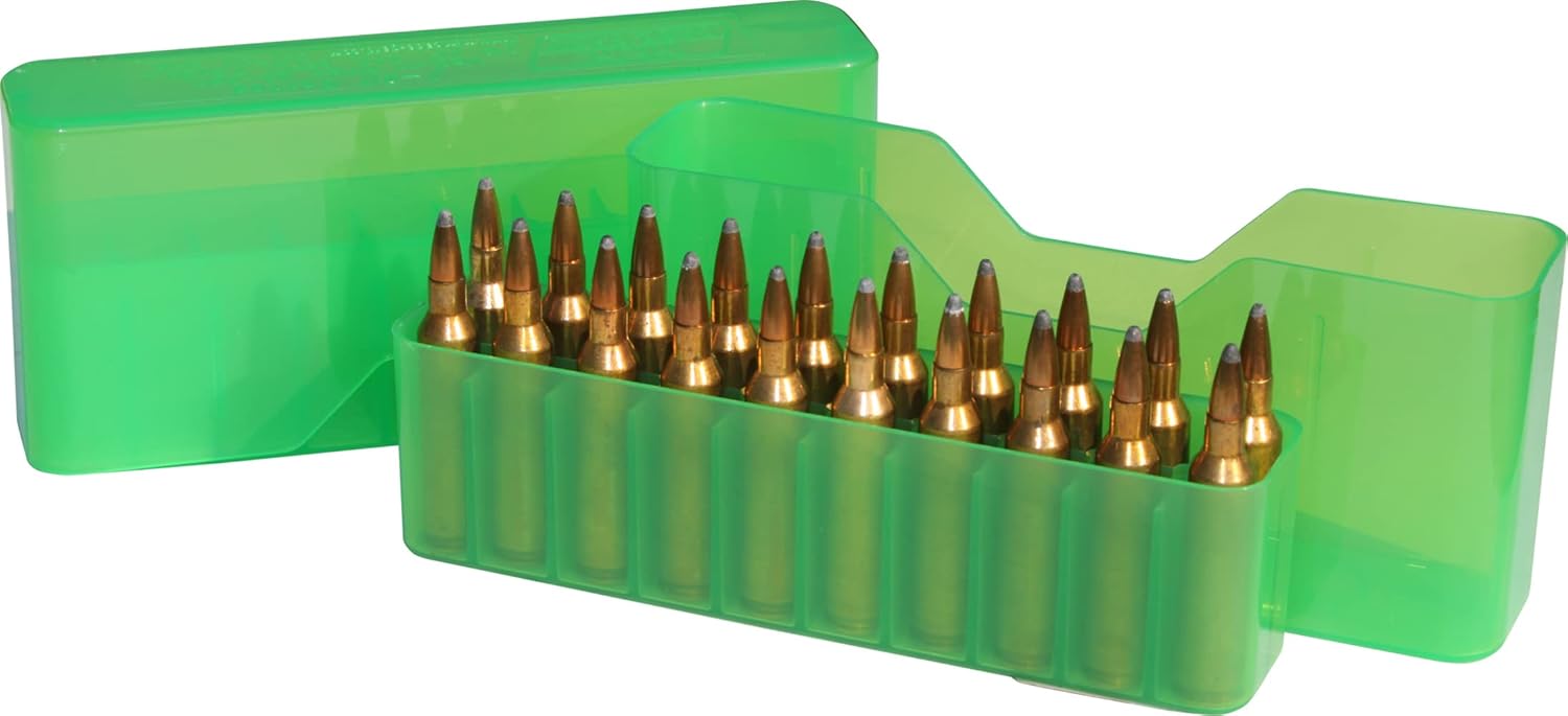 MTM Case-Gard MTM 20 Round Slip-Top Rifle Ammo Box, Clear Green - Image 2