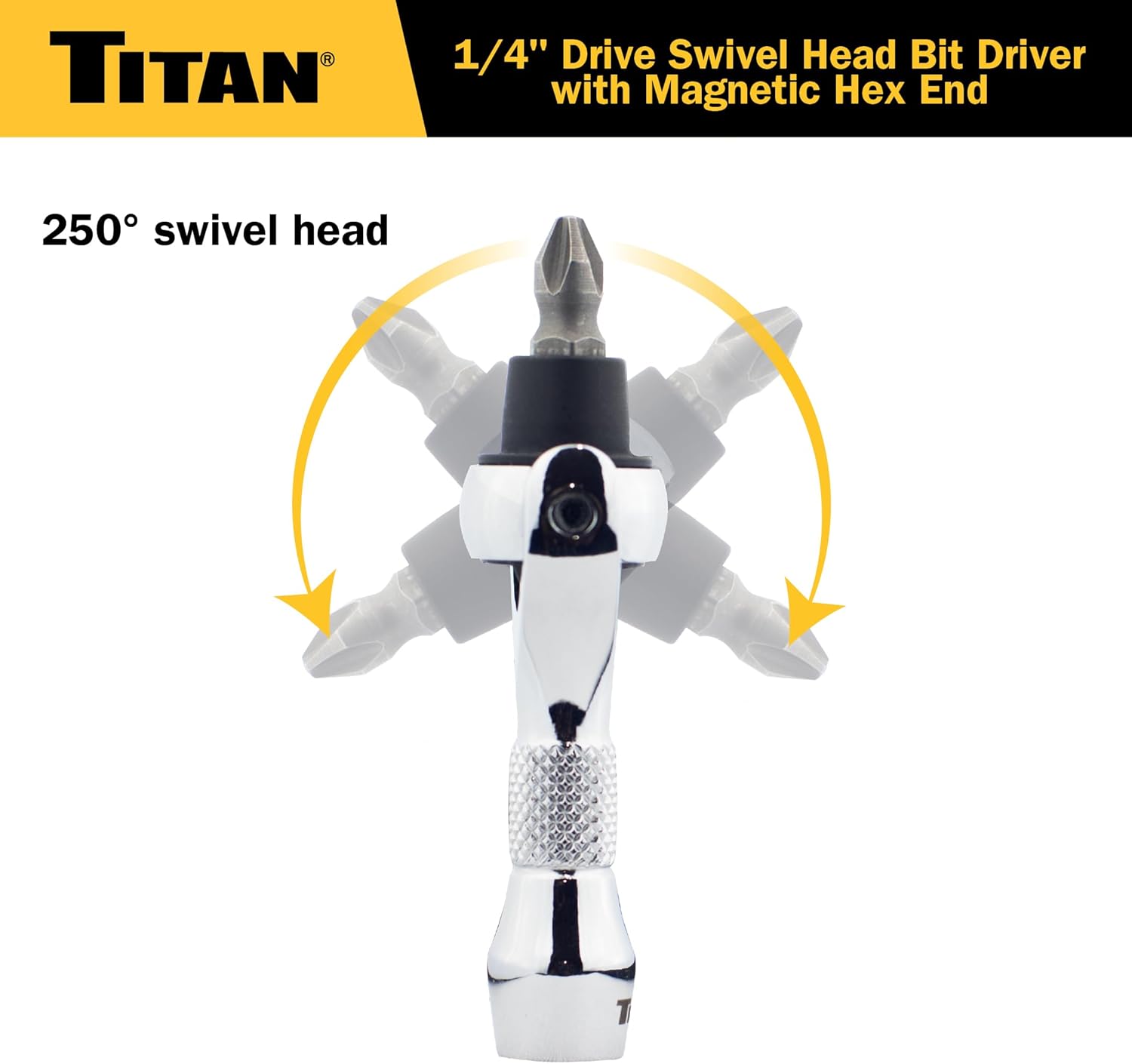 Titan 11340 1/4-Inch Drive x 2-1/4-Inch 90-Tooth Swivel Head Nano Ratchet with Hex Drive Handle - Image 7