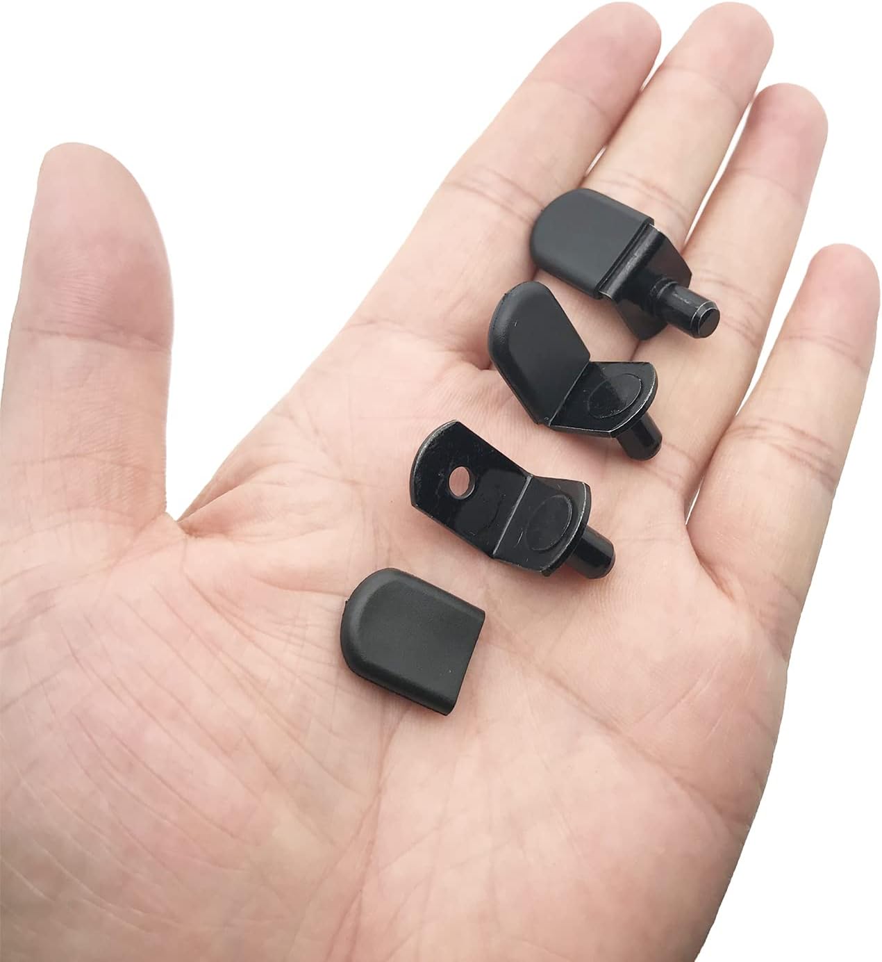 Shelf pins, 40pcs L-Shaped Clips 1/4 Inch Shelf Support Pegs for Glass Supports, with Rubber Sleeve Black - Image 4