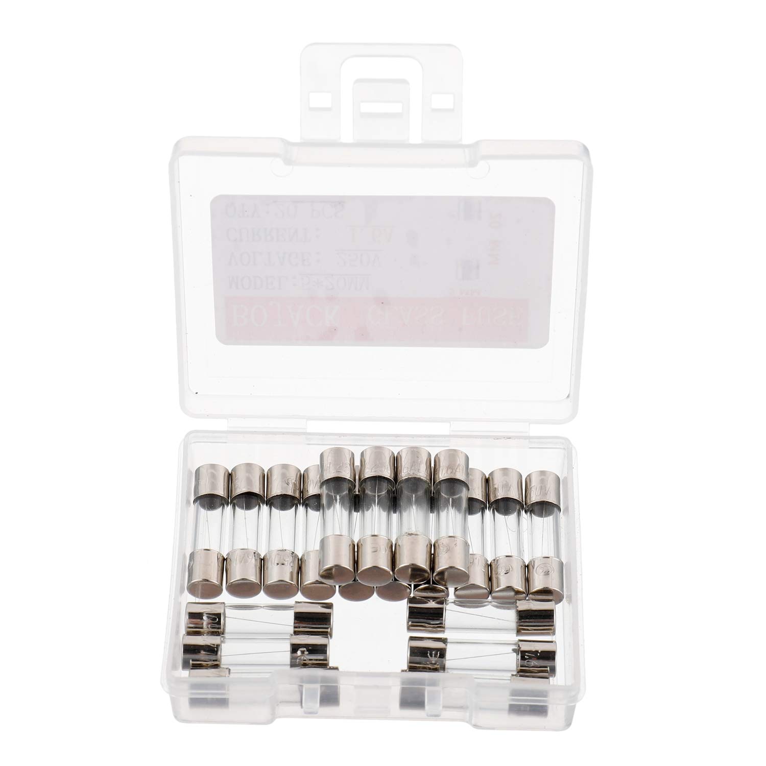 BOJACK 5x20 mm 1.6 A 250 V 0.2x0.78 Inch F1.6AL250V 1.6 amp Fast-Blow Glass Fuses (Pack of 20) - Image 2