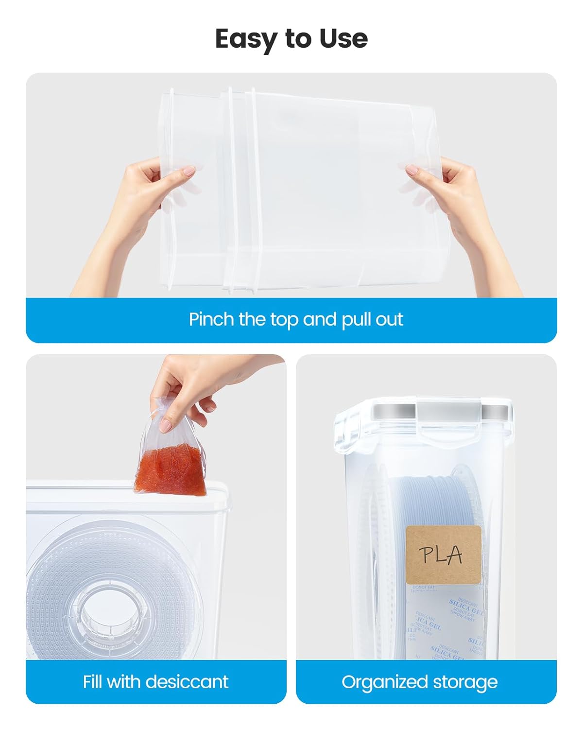 YOOPAI Filament Storage Box - 8 Pack Filament Container for 3D Printing Sealing and Protection - Portable Storage Box with Desiccants&Label for Home&Office,Water-Proof and Dust-Proof 4.0L - Image 4