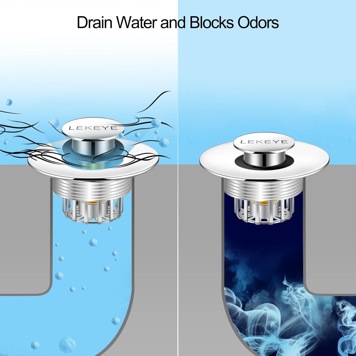 LEKEYE Tub Stopper | Shower Drain Hair Catcher | Pop-up Drain Stopper with Strainer | Bathroom Bathtub Plug | Drain Protector for 1-1/2 to 1-3/4" Bath Drain Hole - Image 7